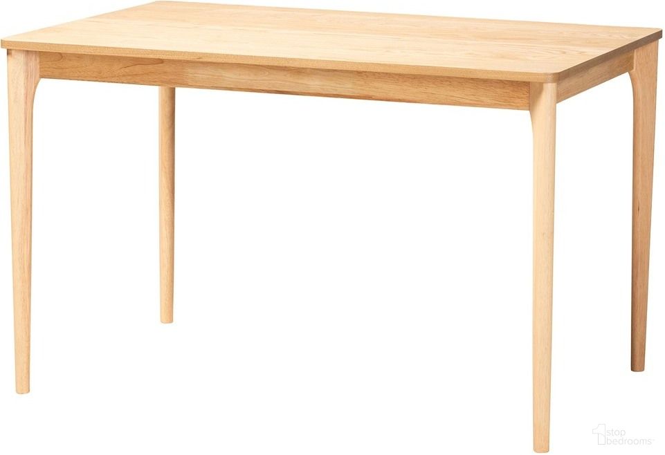 The appearance of Sherwin Wood Dining Table In Natural Oak designed by Baxton Studio in the transitional interior design. This natural oak piece of furniture  was selected by 1StopBedrooms from Sherwin Collection to add a touch of cosiness and style into your home. Sku: Sherwin-Natural Oak-DT. Table Base Style: Legs. Table Top Shape: Rectangular. Material: Rubberwood. Size: 30" x 47".