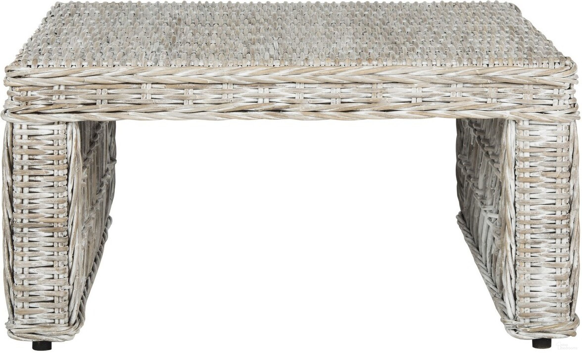 The appearance of Shila White Wash Wicker Coffee Table designed by Safavieh in the transitional interior design. This washed white piece of furniture was selected by 1StopBedrooms from Safavieh SEA Collection to add a touch of cosiness and style into your home. Sku: SEA7031A. Material: Rattan.
