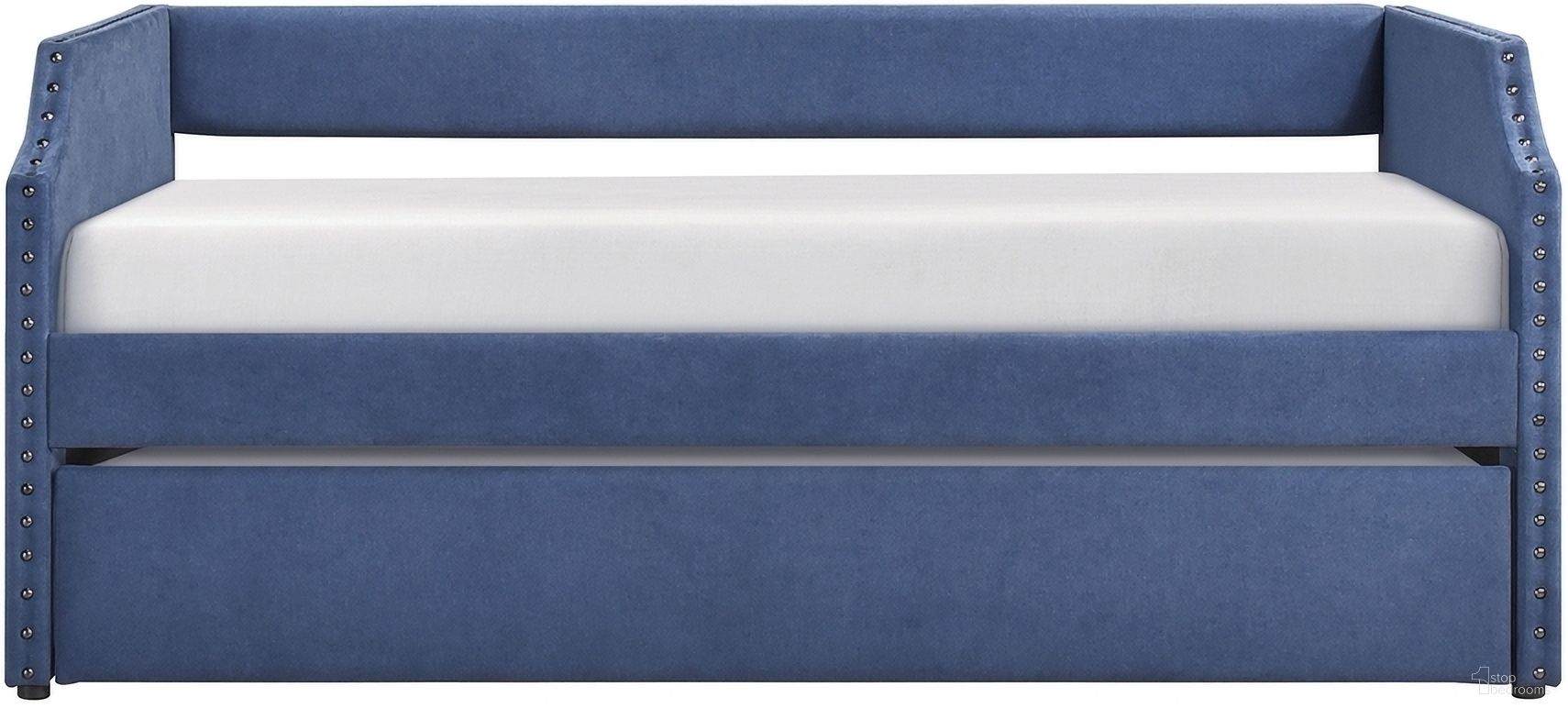 The appearance of Shiloh Twin Daybed with Trundle In Blue designed by Homelegance in the traditional interior design. This blue piece of furniture was selected by 1StopBedrooms from Shiloh Collection to add a touch of cosiness and style into your home. Sku: 4988BU. Bed Type: Daybed. Bed Size: Twin. Material: Textured.