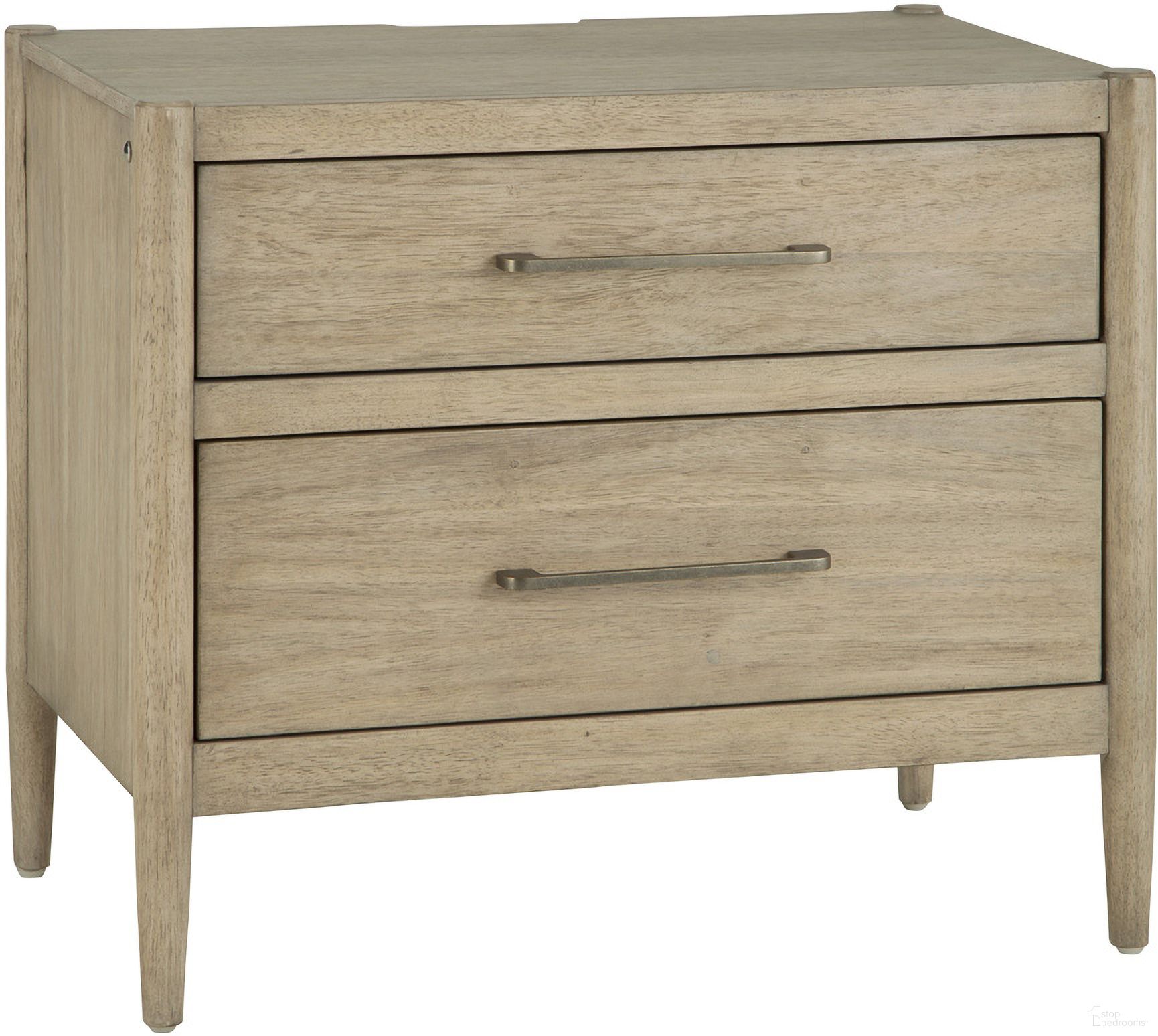 The appearance of Shiloh Liv360 2 Drawer Nightstand In Champagne designed by Aspenhome in the transitional interior design. This champagne piece of furniture was selected by 1StopBedrooms from Shiloh Collection to add a touch of cosiness and style into your home. Sku: I430-450. Material: Wood.