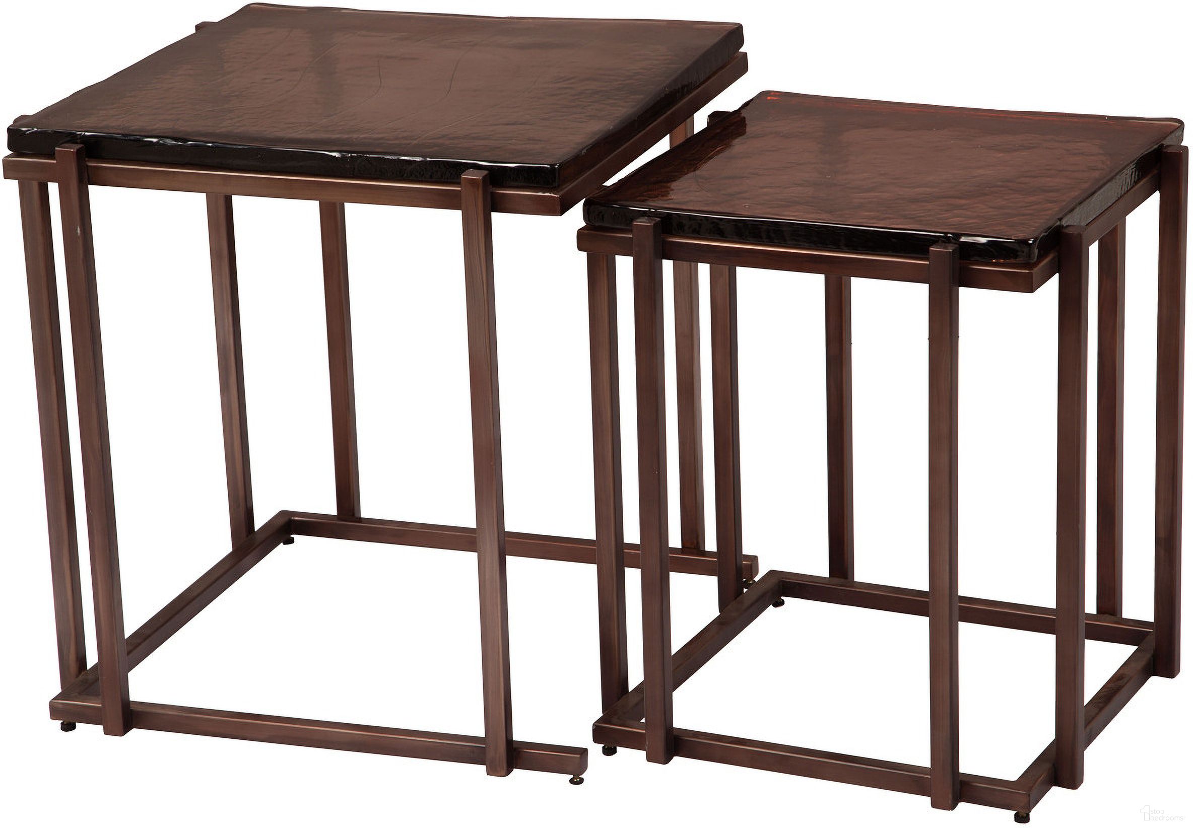 The appearance of Shimai 2-Piece Nesting Tables In Bronze designed by Zuo Modern in the modern / contemporary interior design. This bronze piece of furniture  was selected by 1StopBedrooms from Shimai Collection to add a touch of cosiness and style into your home. Sku: 110621. Material: Iron.