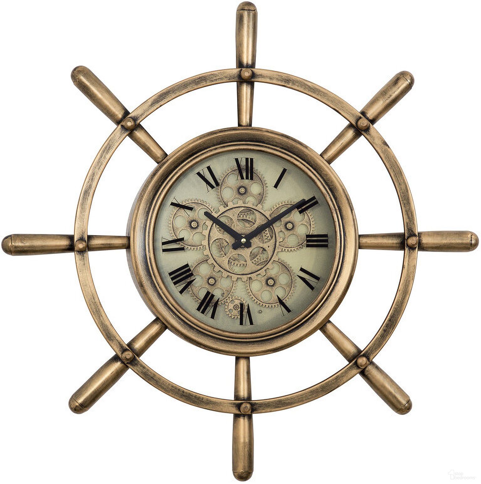 The appearance of Ship's Wheel Wall Clock In Copper designed by Yosemite Home Decor in the coastal interior design. This copper piece of furniture was selected by 1StopBedrooms from to add a touch of cosiness and style into your home. Sku: 5120011. Material: Metal.