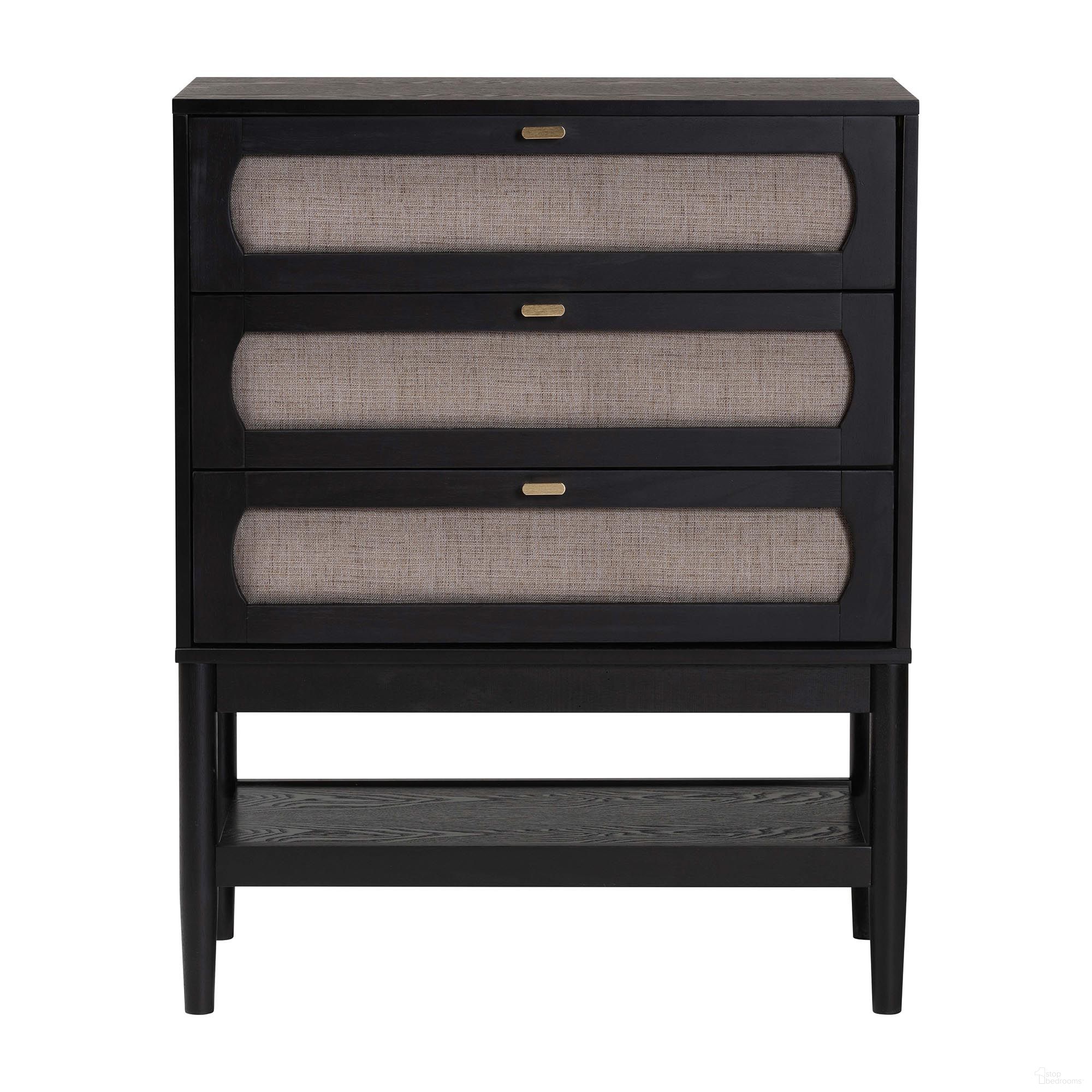 The appearance of Shirin Fabric and Wood 3-Drawer Chest In Black and Beige designed by Baxton Studio in the transitional interior design. This black and beige piece of furniture  was selected by 1StopBedrooms from Shirin Collection to add a touch of cosiness and style into your home. Sku: MG9013-Sand Stone-FG2203-2/Black-3DW-Chest. Material: Solid Rubberwood.