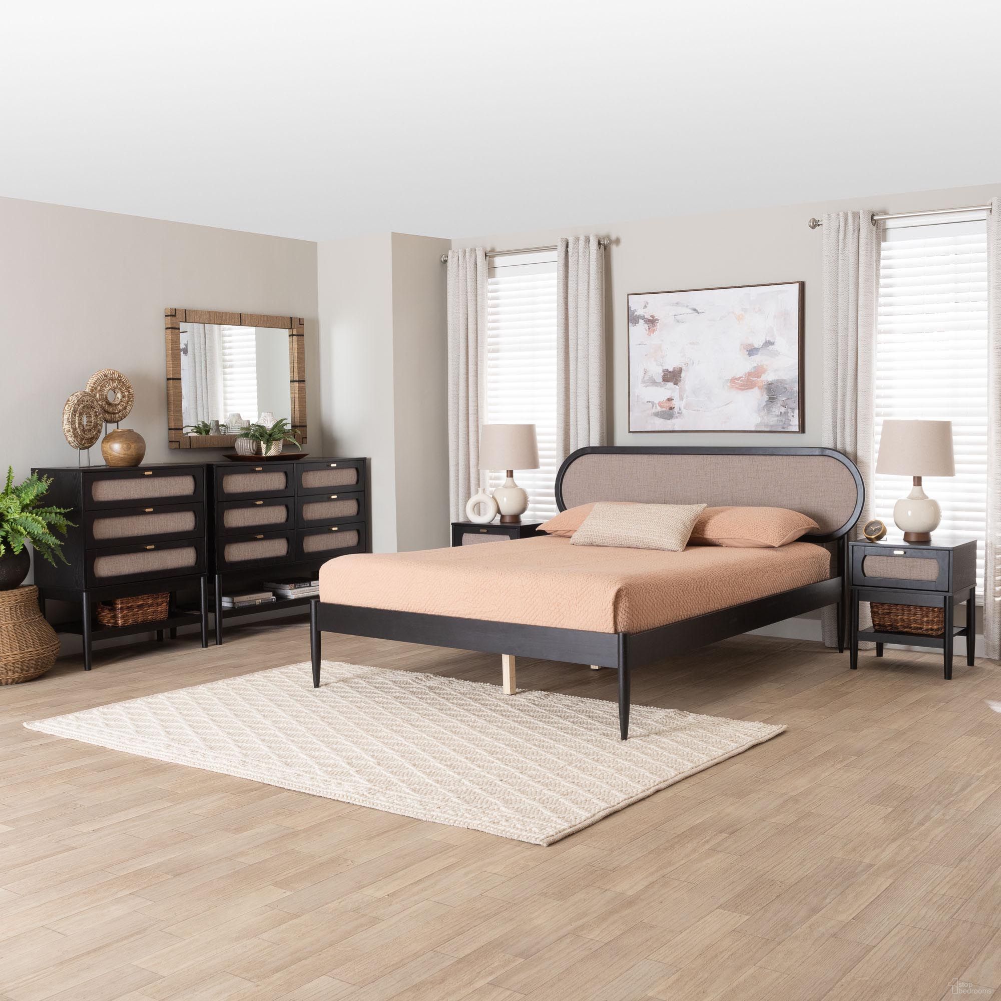 The appearance of Shirin Fabric and Wood Queen 5-Piece Bedroom Set In Black and Beige designed by Baxton Studio in the transitional interior design. This black and beige piece of furniture was selected by 1StopBedrooms from Shirin Collection to add a touch of cosiness and style into your home. Sku: Ivana-Sand Stone/Black-Queen-5PC Bedroom Set. Bed Size: Queen. Material: Solid Rubberwood.