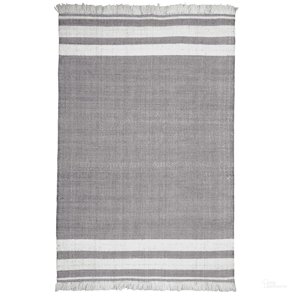 Shore 5' x 7'9" Harper Striped Hand-Woven Indoor/Outdoor Area Rug In Light Gray