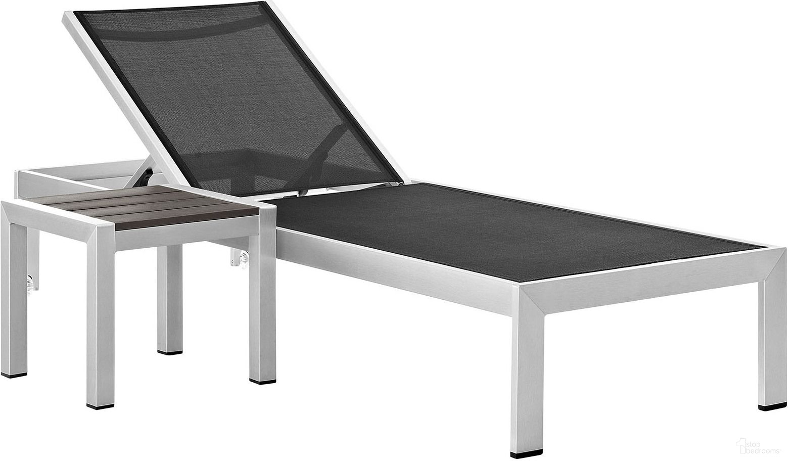 Shore Silver and Black 2 Piece Outdoor Patio Aluminum Set