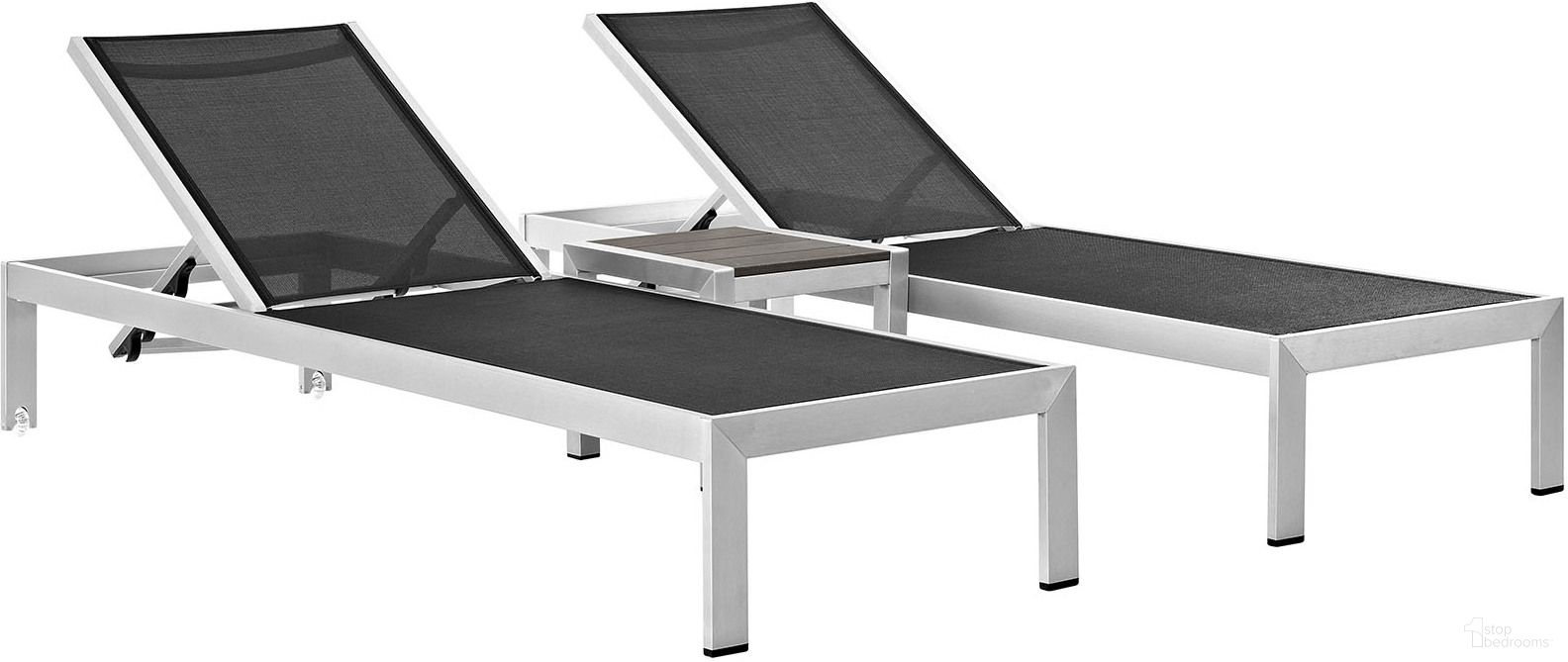 Shore Silver and Black 3 Piece Outdoor Patio Aluminum Set