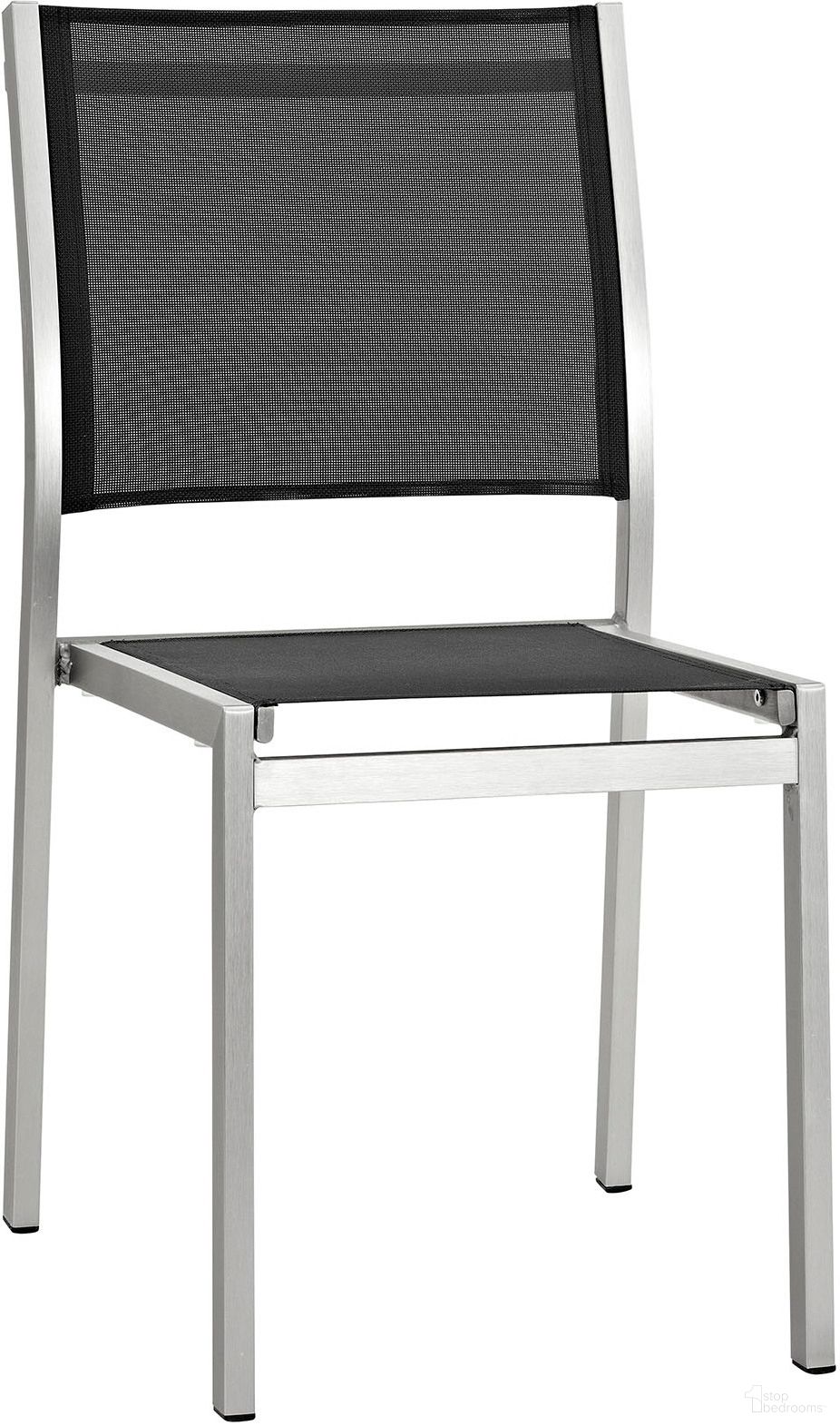 The appearance of Shore Silver and Black Outdoor Patio Aluminum Side Chair designed by Modway in the modern / contemporary interior design. This silver and black piece of furniture was selected by 1StopBedrooms from Shore Collection to add a touch of cosiness and style into your home. Sku: EEI-2259-SLV-BLK. Material: Aluminum.