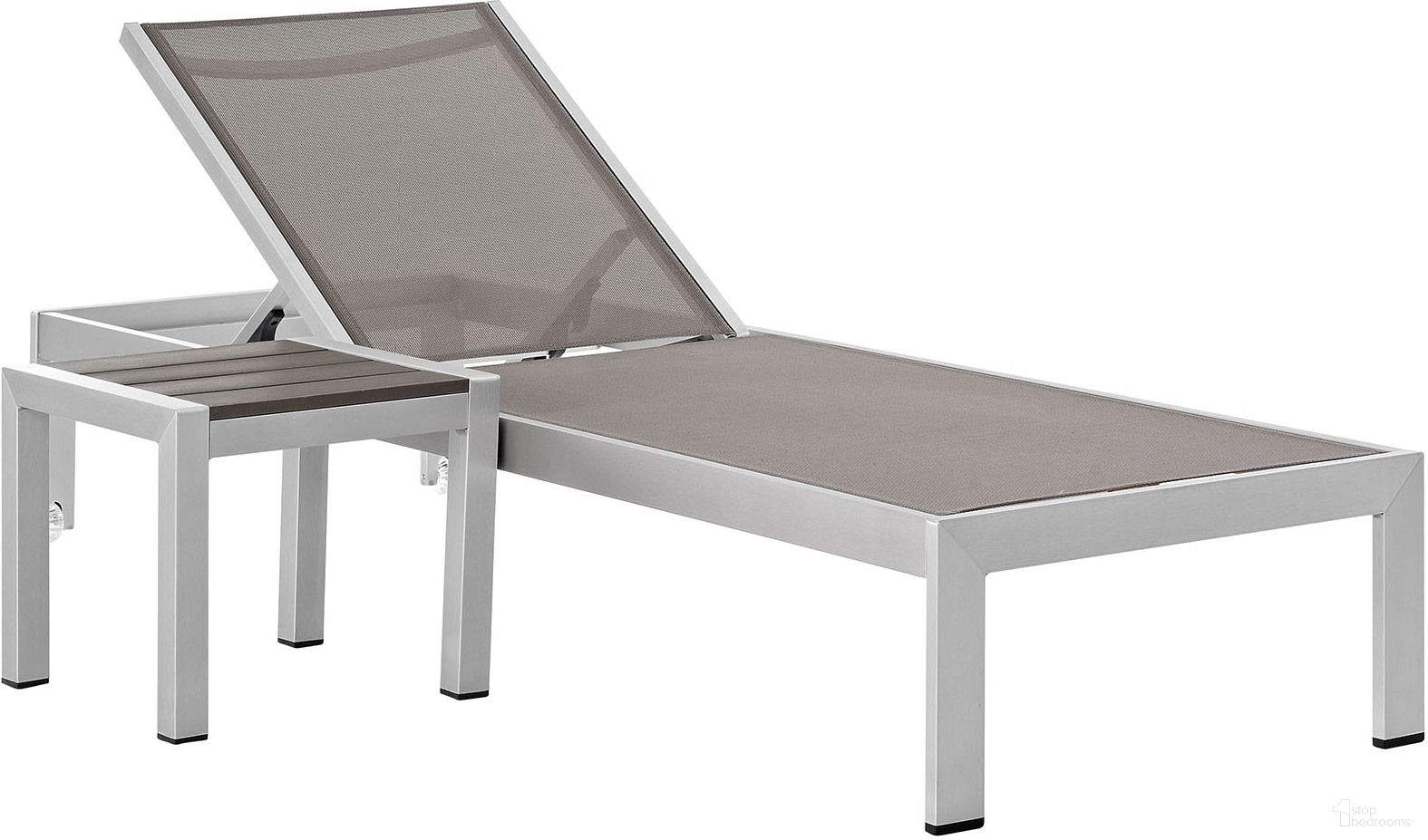 The appearance of Shore Silver Gray 2 Piece Outdoor Patio Aluminum Set designed by Modway in the modern / contemporary interior design. This silver gray piece of furniture was selected by 1StopBedrooms from Shore Collection to add a touch of cosiness and style into your home. Sku: EEI-2248-SLV-GRY;EEI-2249-SLV-GRY. Material: Aluminum.