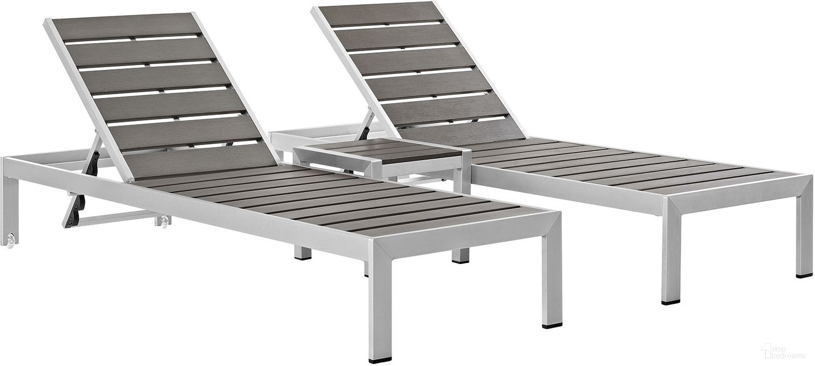 The appearance of Shore Silver Gray 3 Piece Outdoor Patio Aluminum Set EEI-2466-SLV-GRY-SET designed by Modway in the modern / contemporary interior design. This silver gray piece of furniture was selected by 1StopBedrooms from Shore Collection to add a touch of cosiness and style into your home. Sku: EEI-2247-SLV-GRY;EEI-2247-SLV-GRY;EEI-2248-SLV-GRY. Material: Wood.