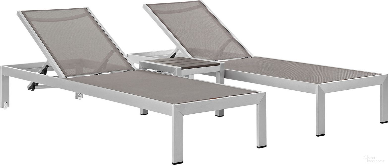 The appearance of Shore Silver Gray 3 Piece Outdoor Patio Aluminum Set EEI-2471-SLV-GRY-SET designed by Modway in the modern / contemporary interior design. This silver gray piece of furniture was selected by 1StopBedrooms from Shore Collection to add a touch of cosiness and style into your home. Sku: EEI-2248-SLV-GRY;EEI-2249-SLV-GRY;EEI-2249-SLV-GRY. Material: Aluminum.