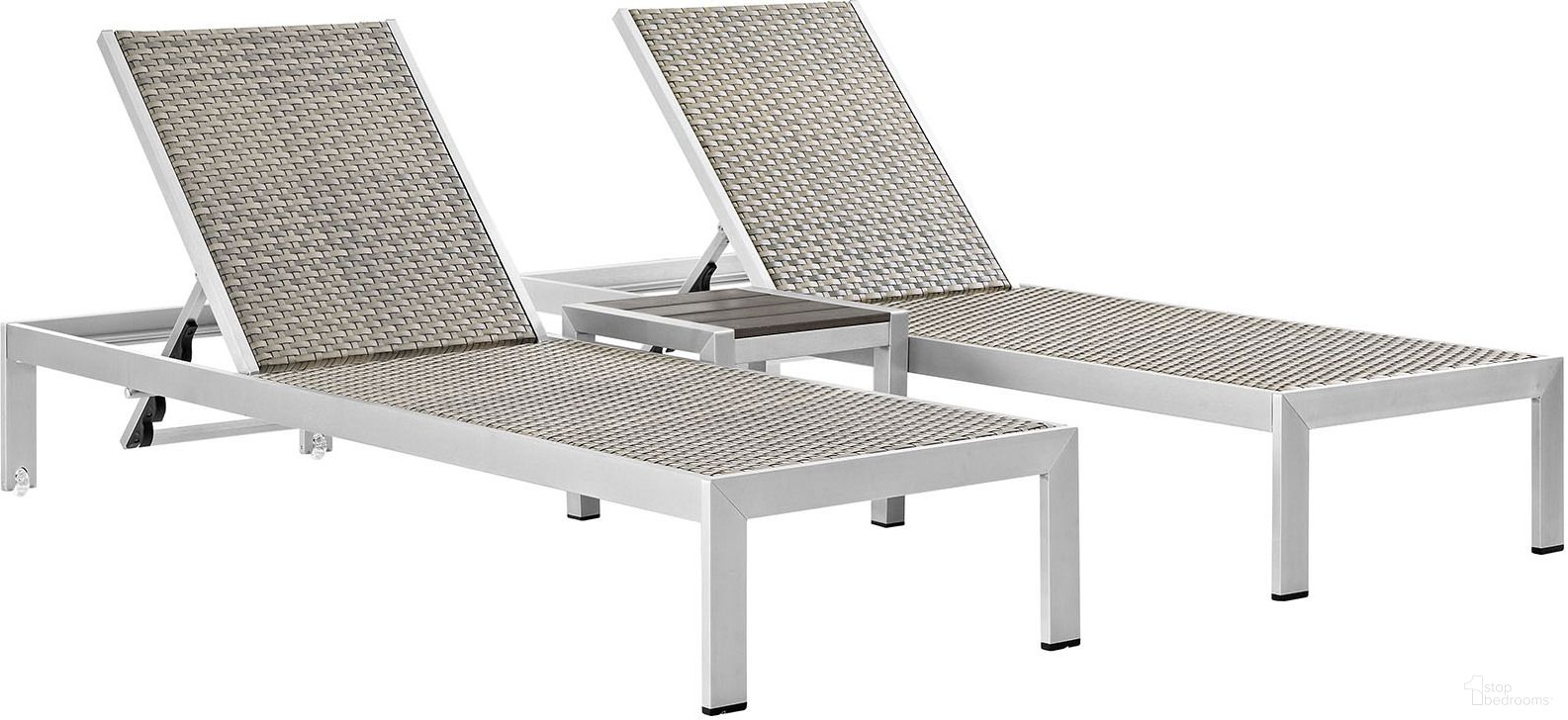 The appearance of Shore Silver Gray 3 Piece Outdoor Patio Aluminum Set EEI-2476-SLV-GRY-SET designed by Modway in the modern / contemporary interior design. This silver gray piece of furniture was selected by 1StopBedrooms from Shore Collection to add a touch of cosiness and style into your home. Sku: EEI-2248-SLV-GRY;EEI-2250-SLV-GRY;EEI-2250-SLV-GRY. Material: Aluminum.