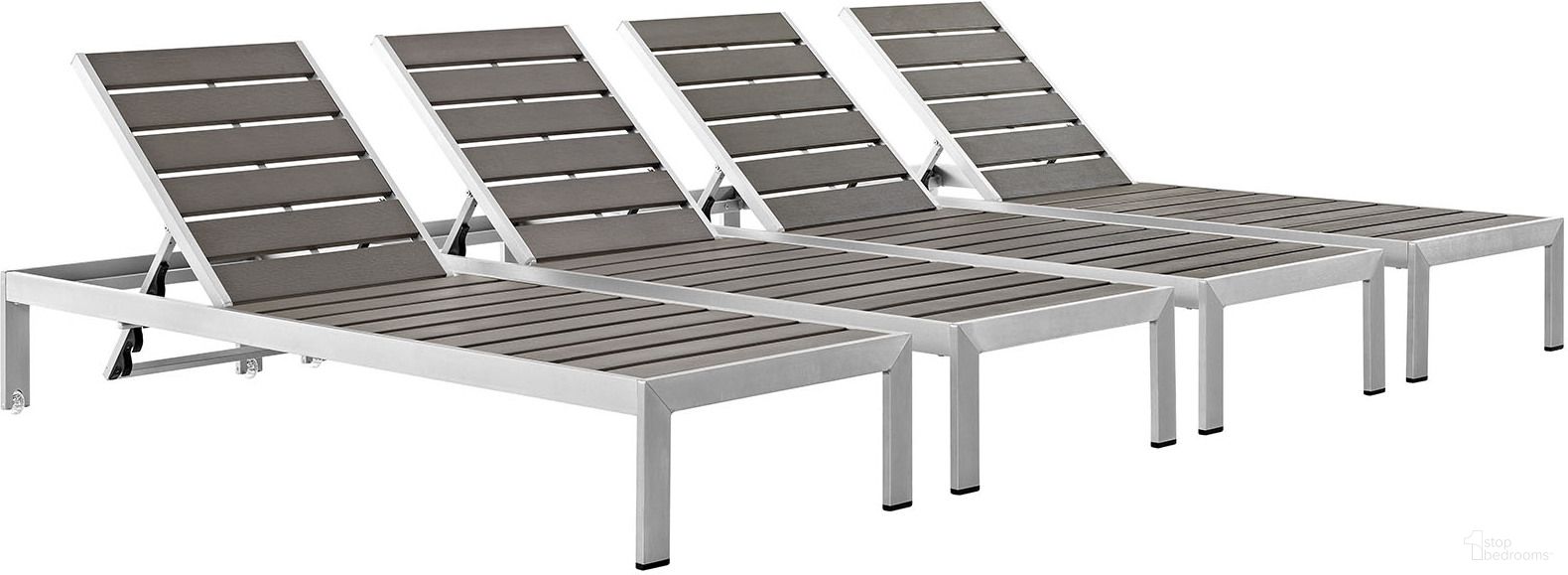The appearance of Shore Silver Gray Chaise Outdoor Patio Aluminum Set of 4 EEI-2468-SLV-GRY-SET designed by Modway in the modern / contemporary interior design. This silver gray piece of furniture was selected by 1StopBedrooms from Shore Collection to add a touch of cosiness and style into your home. Sku: EEI-2247-SLV-GRY;EEI-2247-SLV-GRY;EEI-2247-SLV-GRY;EEI-2247-SLV-GRY. Material: Wood.
