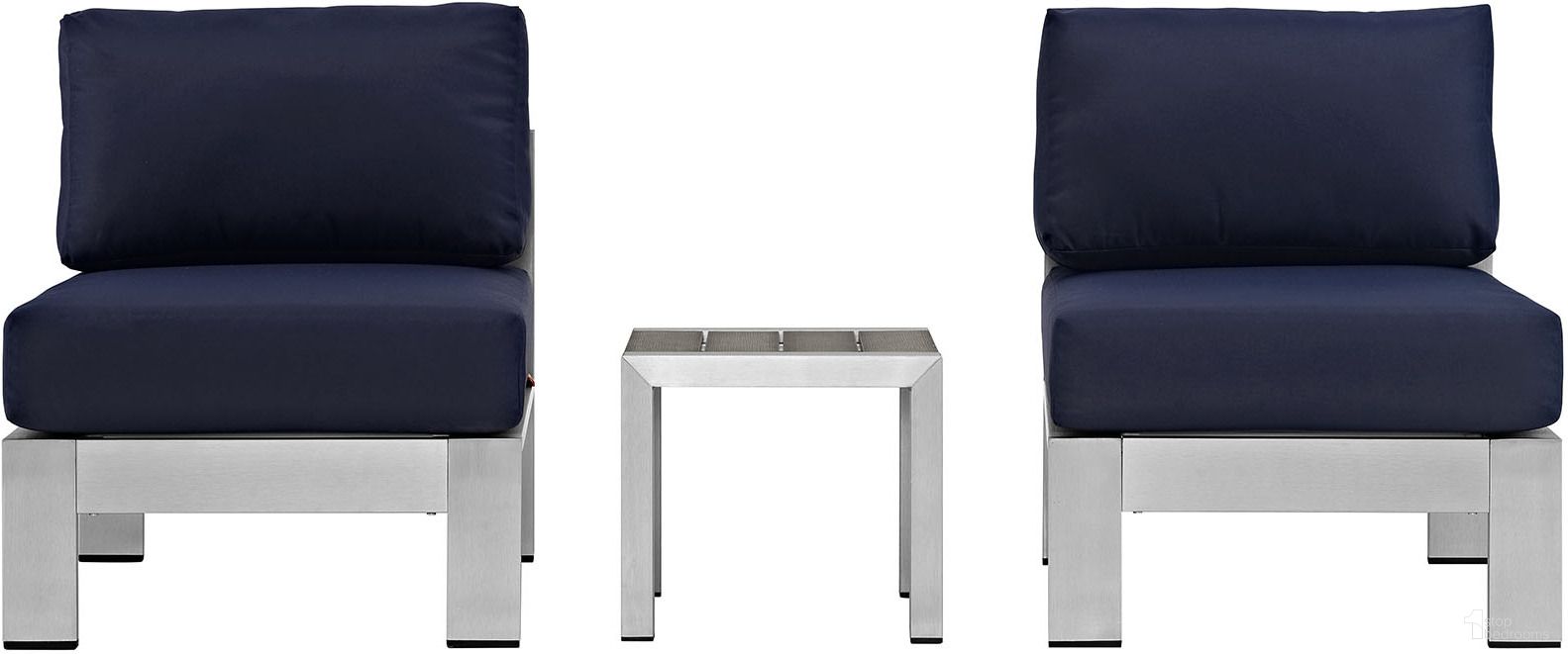 The appearance of Shore Silver Navy 3 Piece Outdoor Patio Aluminum Sectional Sofa Set designed by Modway in the modern / contemporary interior design. This silver navy piece of furniture was selected by 1StopBedrooms from Shore Collection to add a touch of cosiness and style into your home. Sku: EEI-2248-SLV-GRY;EEI-2263-SLV-NAV-E;EEI-2263-SLV-NAV-E. Material: Wood.