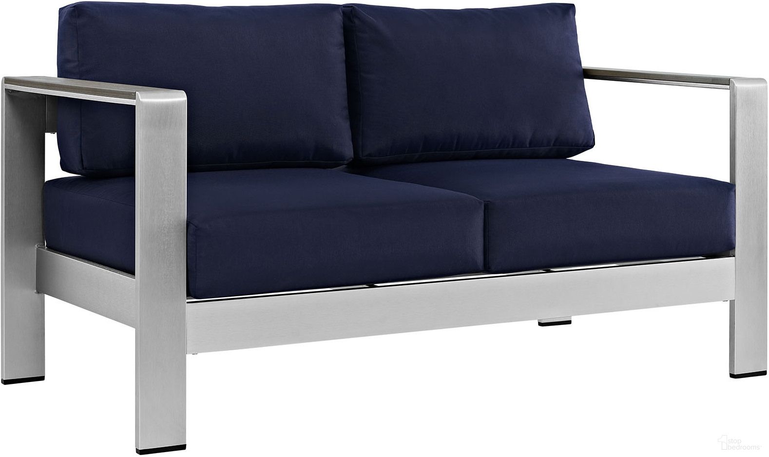 The appearance of Shore Silver Navy Outdoor Patio Aluminum Loveseat designed by Modway in the modern / contemporary interior design. This silver navy piece of furniture was selected by 1StopBedrooms from Shore Collection to add a touch of cosiness and style into your home. Sku: EEI-2267-SLV-NAV. Material: Polyester.