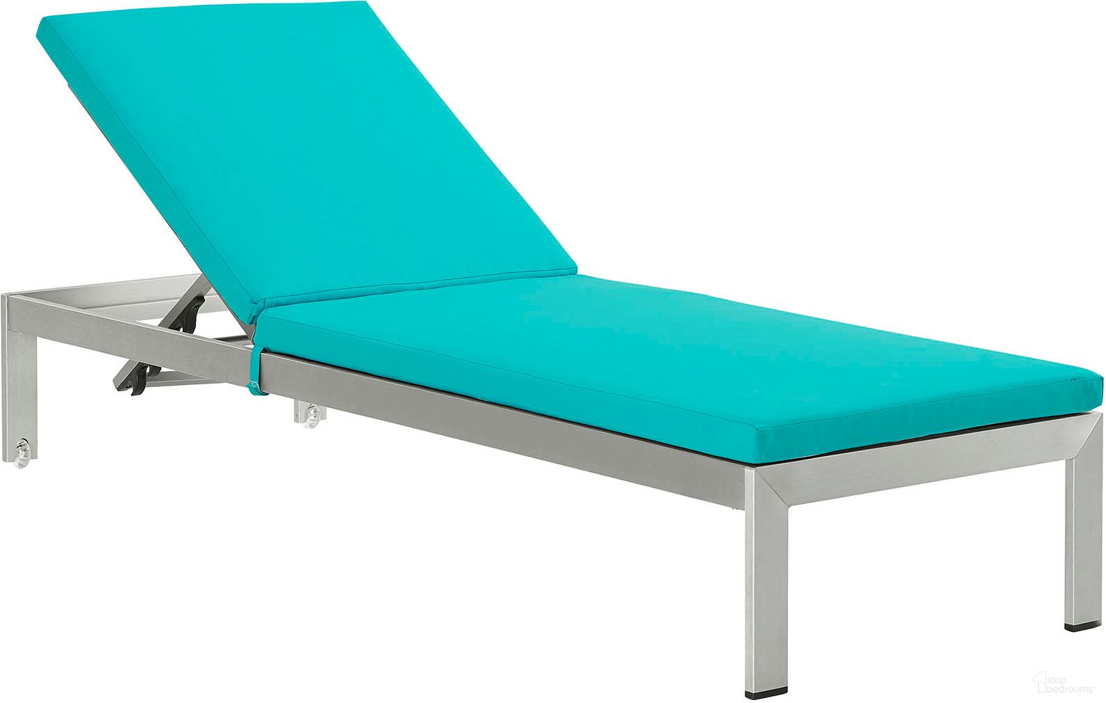 Shore Silver Turquoise Outdoor Patio Aluminum Chaise with Cushions
