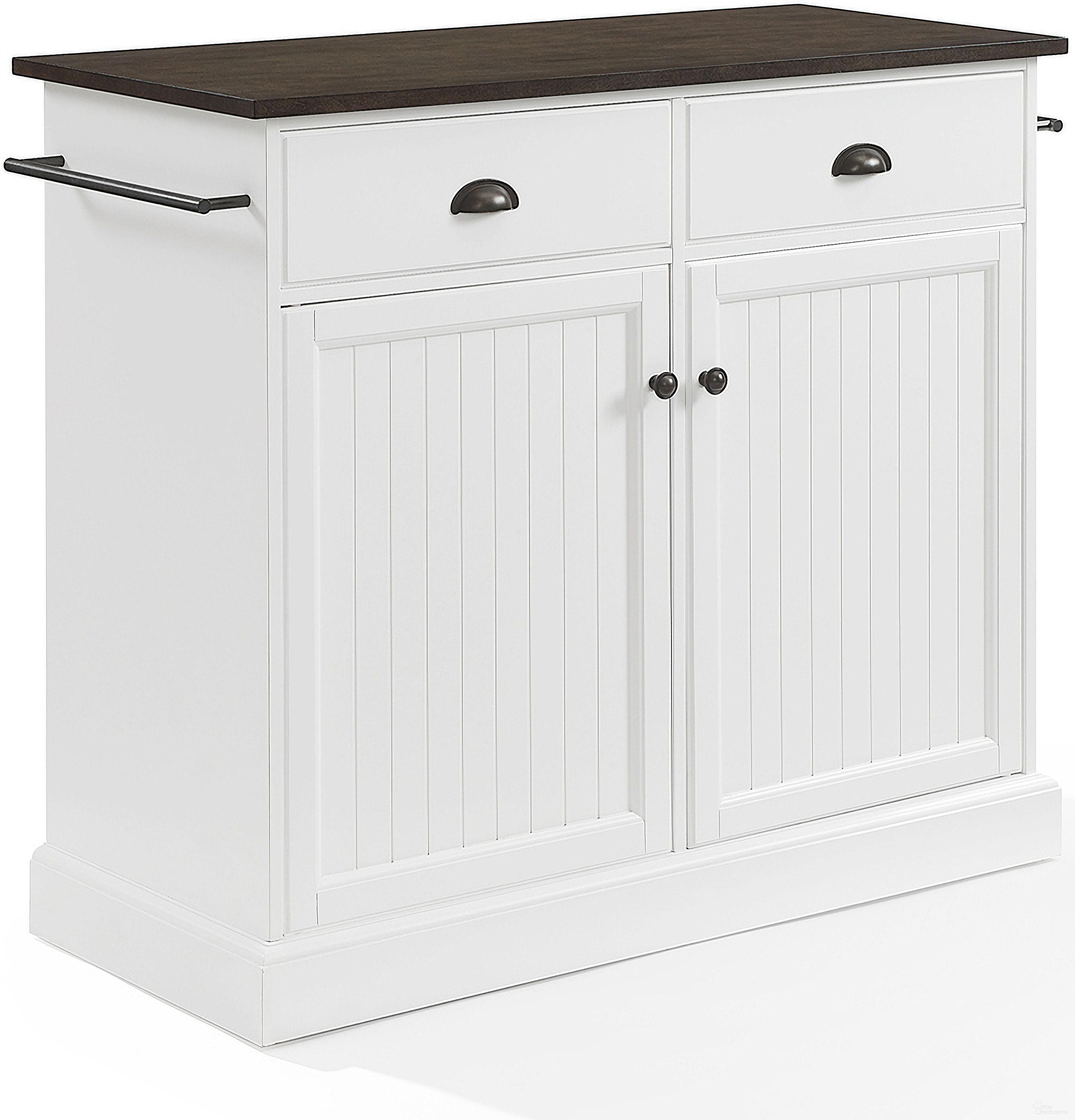Shoreline Kitchen Island In White and Dark Brown