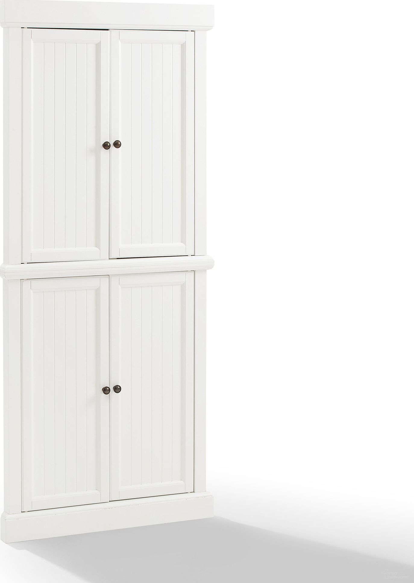 Shoreline Tall Corner Kitchen Storage Pantry In White