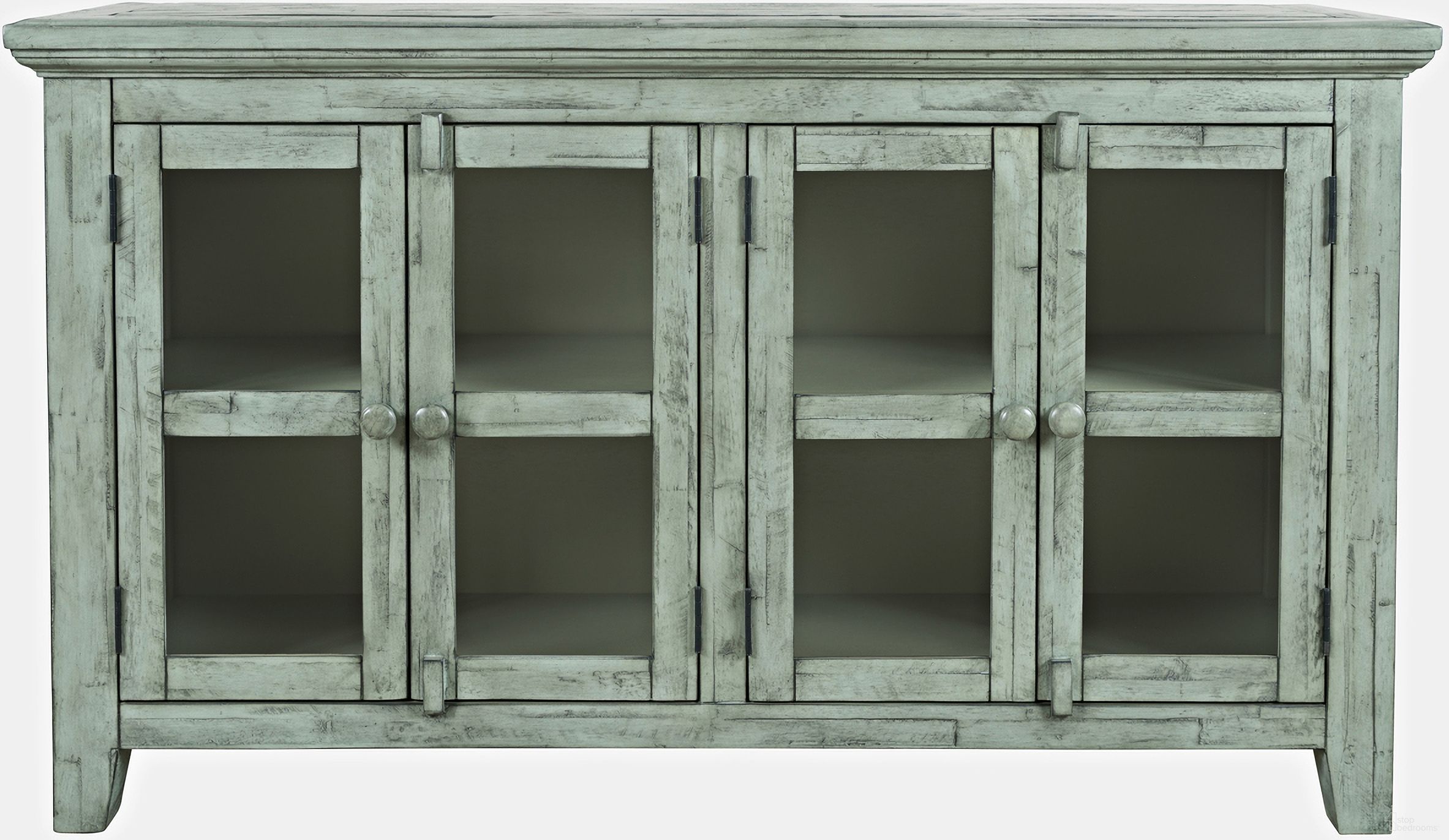 The appearance of Rustic Shores 54 Inch 4 Door Credenza Cabinet In Blue designed by Jofran in the country / farmhouse interior design. This blue piece of furniture  was selected by 1StopBedrooms from Rustic Shores Collection to add a touch of cosiness and style into your home. Sku: 1615-5432. Material: Acacia.