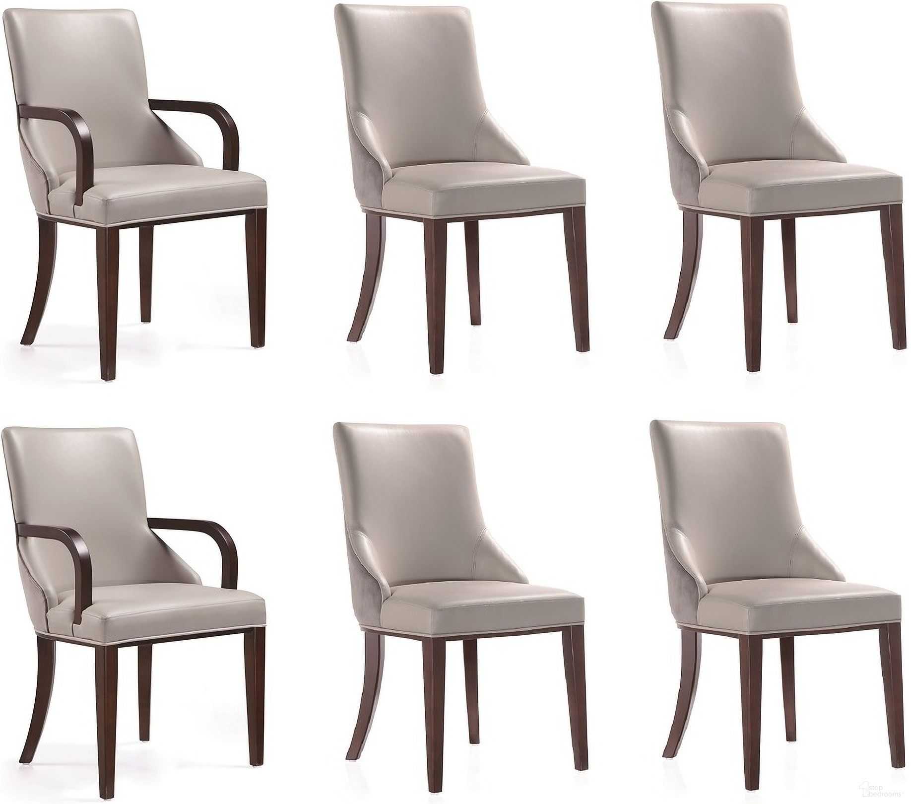The appearance of Shubert 6-Piece Faux Leather and Velvet Dining Chair Set In Light Grey designed by Manhattan Comfort in the modern / contemporary interior design. This light grey piece of furniture was selected by 1StopBedrooms from Shubert Collection to add a touch of cosiness and style into your home. Sku: DC055AR-LG;DC055AR-LG;DC055-LG;DC055-LG. Material: Beech. Chair Type: Side Chair.