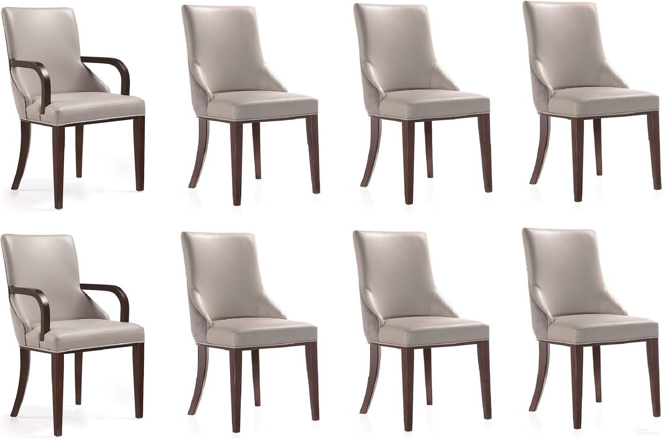 The appearance of Shubert 8-Piece Faux Leather and Velvet Dining Chair Set In Light Grey designed by Manhattan Comfort in the modern / contemporary interior design. This light grey piece of furniture was selected by 1StopBedrooms from Shubert Collection to add a touch of cosiness and style into your home. Sku: DC055AR-LG;DC055AR-LG;DC055-LG;DC055-LG;DC055-LG. Material: Beech. Chair Type: Side Chair.