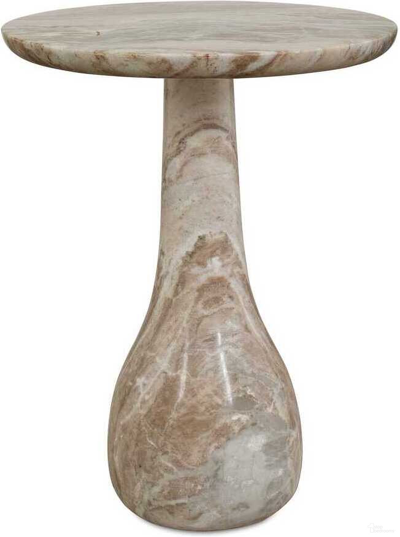 Shura Indoor-Outdoor Marble Accent Table In White and Brown