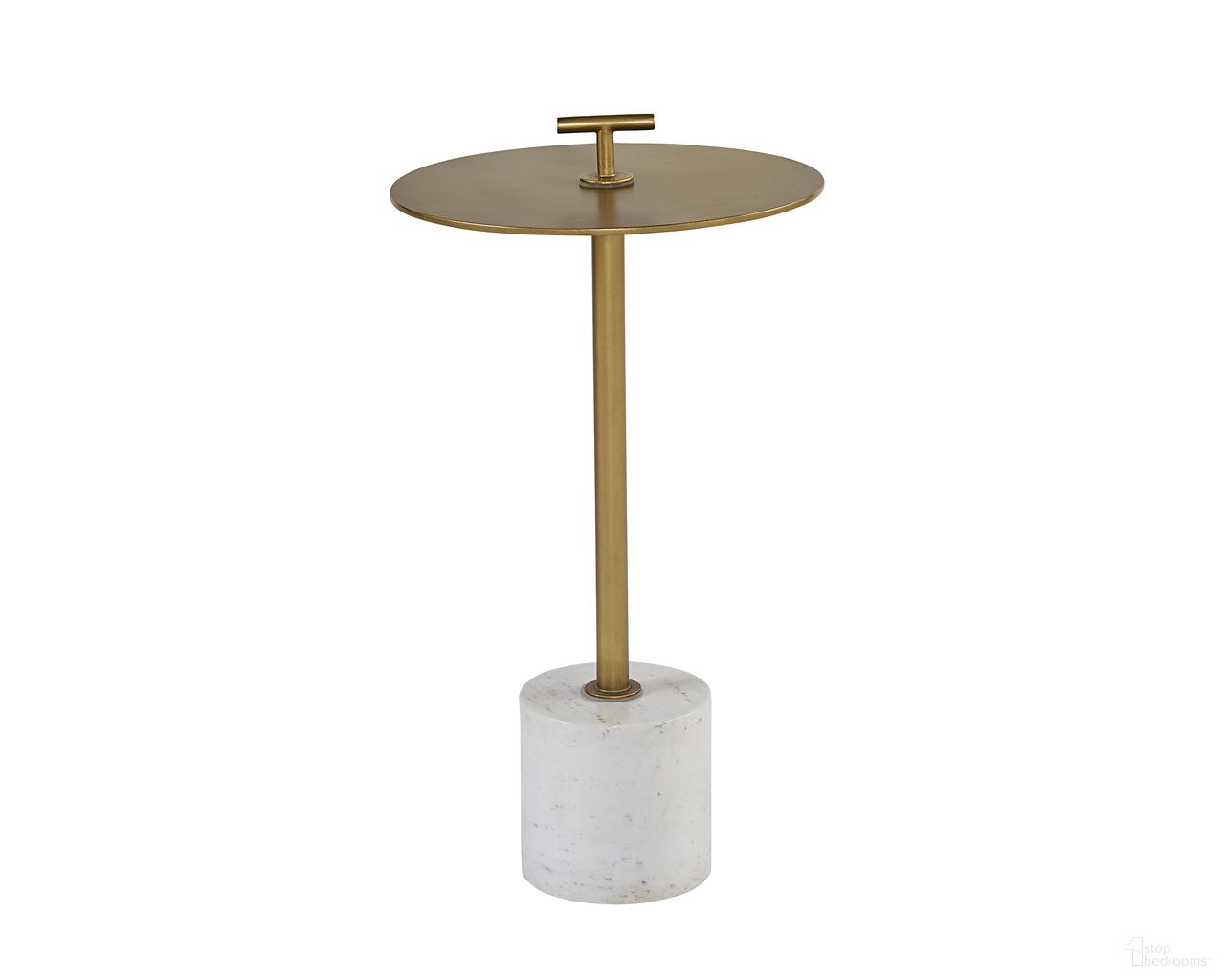 Sia End Table In White and Brass