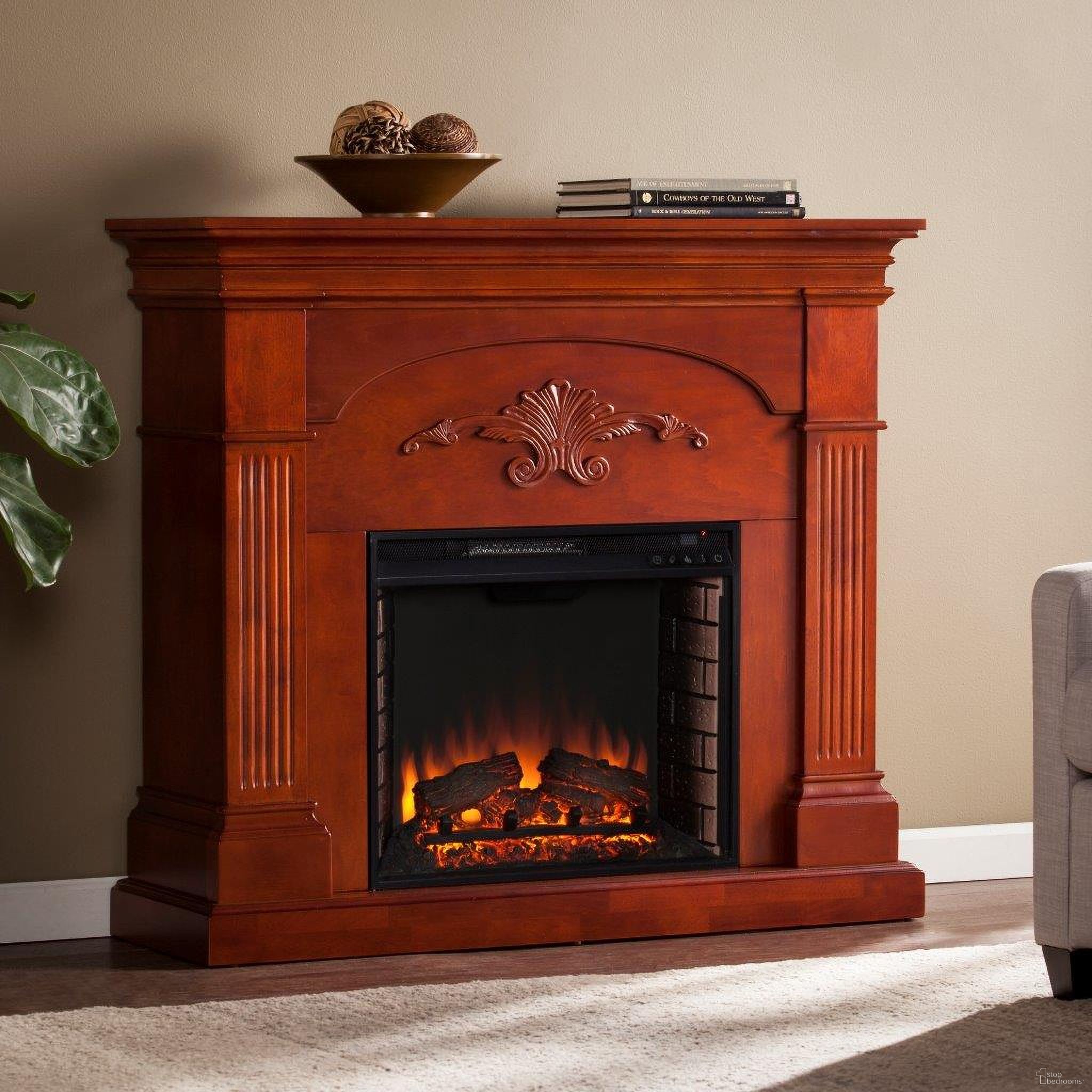 Sicilian Harvest Electric Fireplace In Mahogany