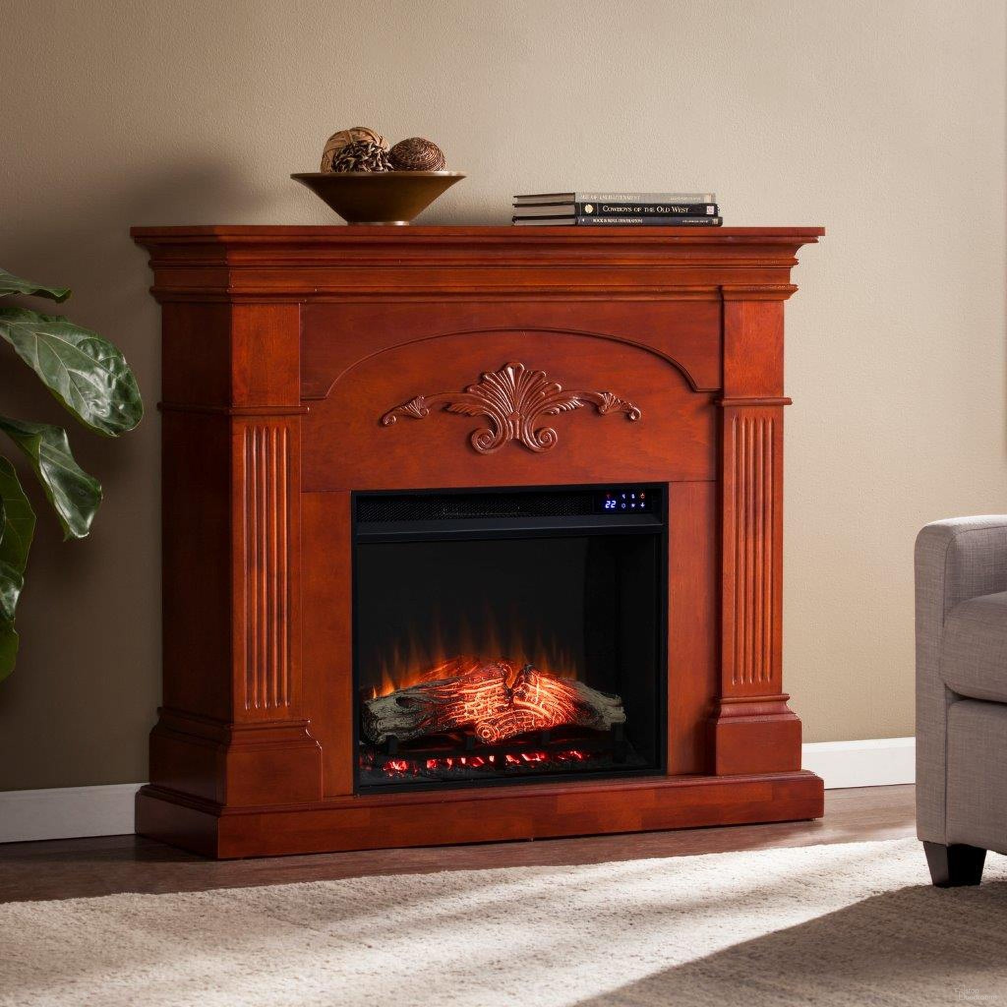 Sicilian Touch Screen Electric Fireplace In Mahogany