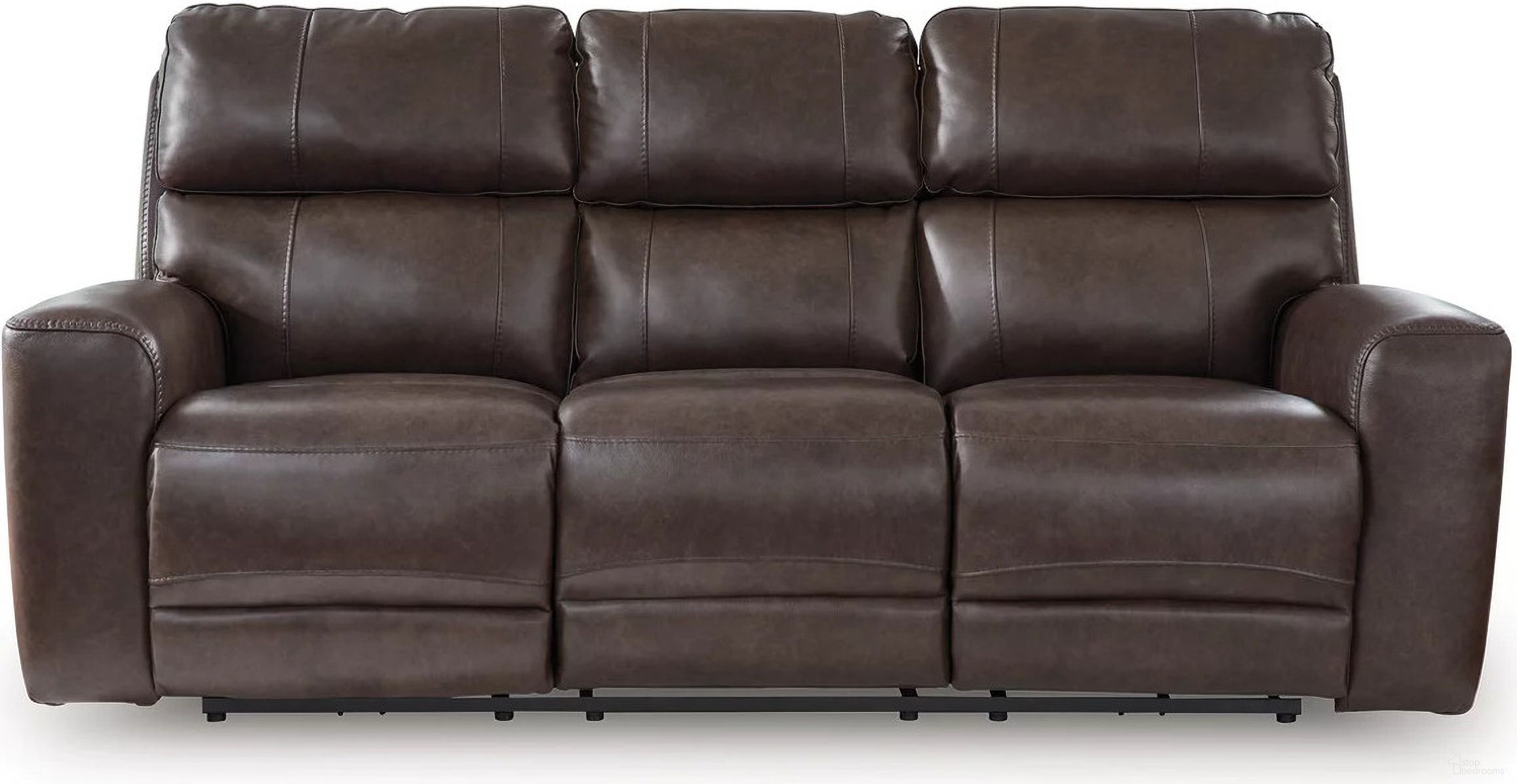 The appearance of Side Step Power Reclining Sofa In Smoke designed by Signature Design by Ashley in the modern / contemporary interior design. This smoke piece of furniture was selected by 1StopBedrooms from Side Step Collection to add a touch of cosiness and style into your home. Sku: NCU6450615. Material: Leather Match.