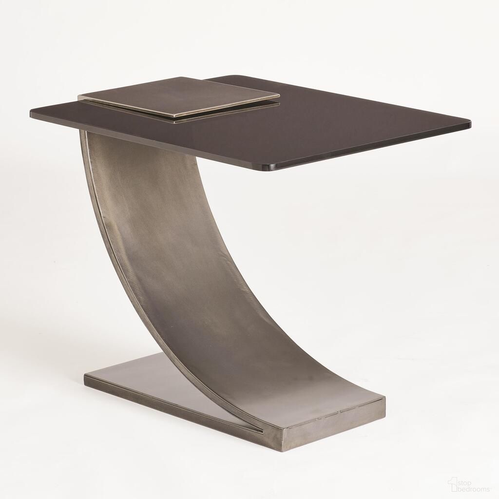 Side Table with Smoke Glass In Light Gunmetal