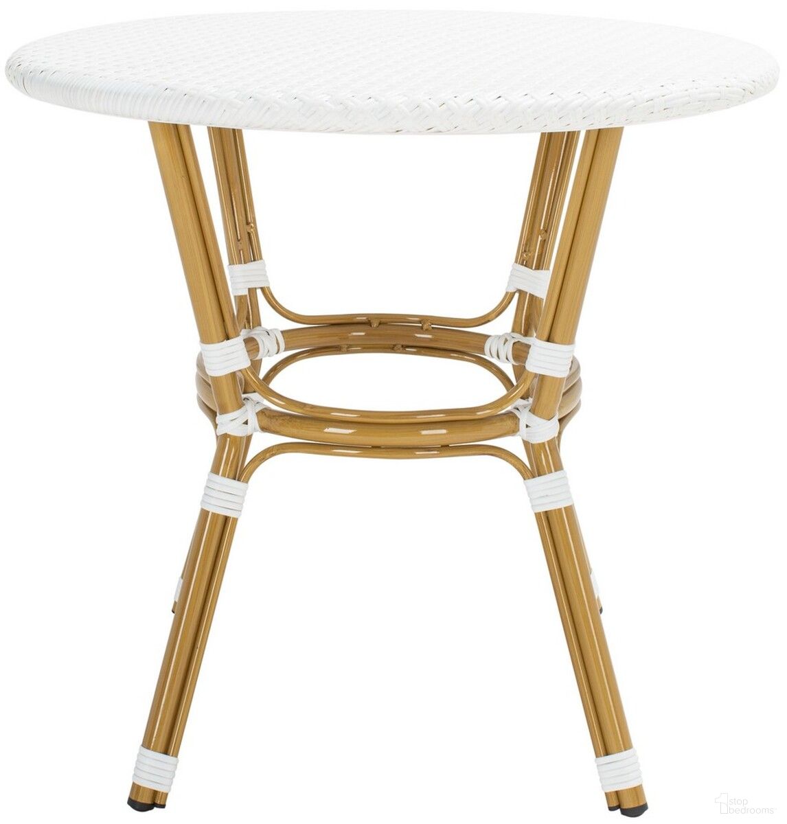 The appearance of Sidford Rattan Bistro Table in White designed by Safavieh in the traditional interior design. This white piece of furniture was selected by 1StopBedrooms from Sidford Collection to add a touch of cosiness and style into your home. Sku: PAT4012C. Table Top Shape: Round. Material: Rattan.