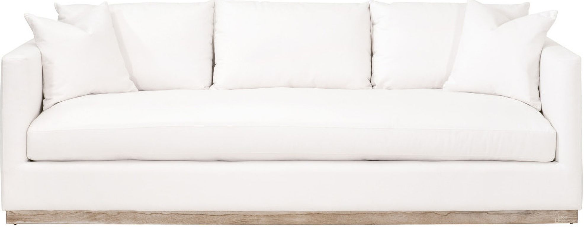 The appearance of Stitch and Hand Siena 96 Inch Plinth Base Sofa In Ivory and Natural Gray Oak designed by Essentials For Living in the transitional interior design. This ivory/natural gray oak piece of furniture  was selected by 1StopBedrooms from Stitch & Hand Collection to add a touch of cosiness and style into your home. Sku: 6607-3.LMIVO/NG. Material: Oak Wood.