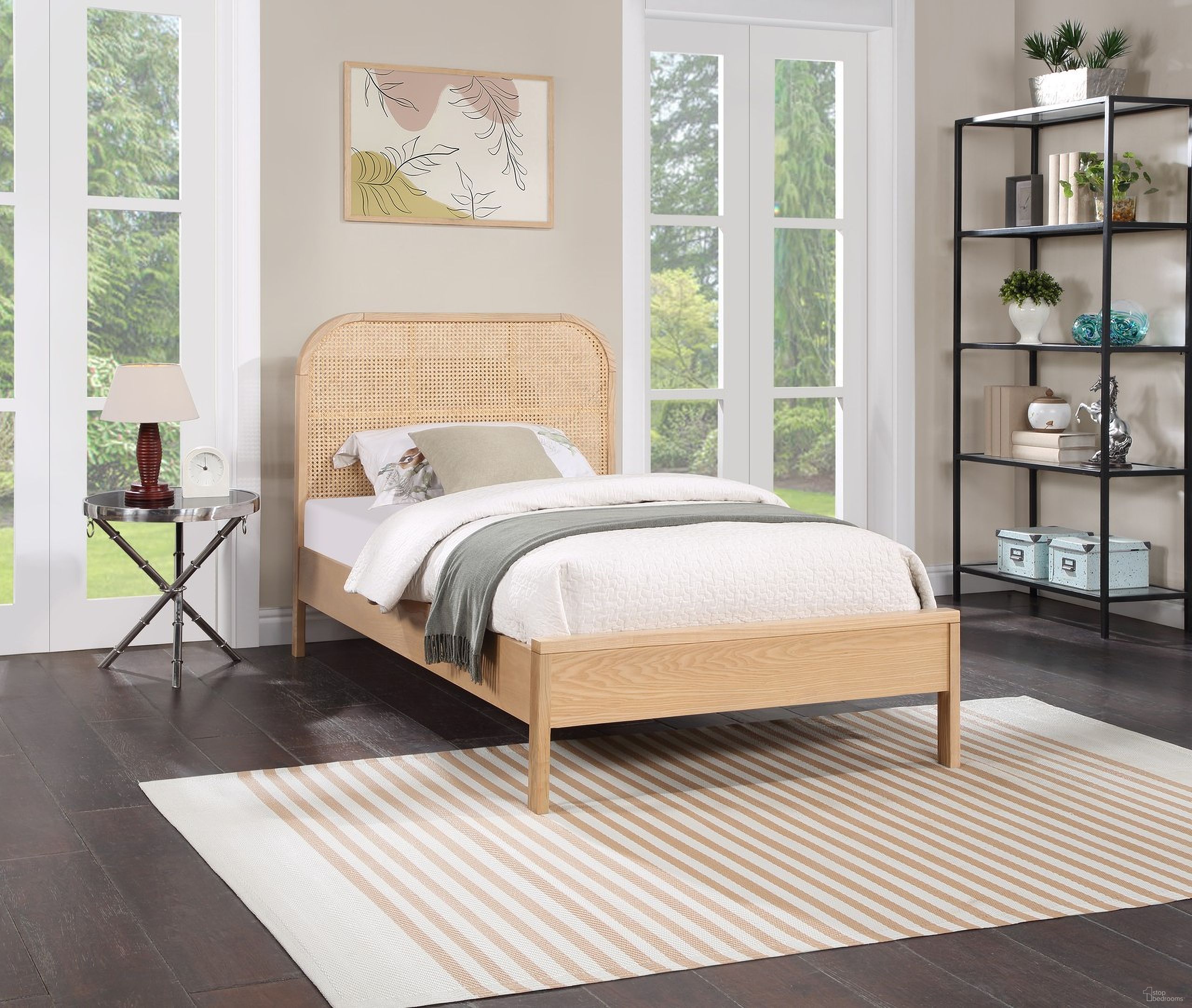 The appearance of Siena Ash Wood Youth Bedroom Set In Natural designed by Meridian in the transitional interior design. This natural piece of furniture was selected by 1StopBedrooms from Siena Collection to add a touch of cosiness and style into your home. Sku: SienaNatural-T Box 1/3 (Headboard);SienaNatural-T Box 2/3 (Footboard / Slats / HW / Support Legs);SienaNatural-T Box 3/3 (Rails);SienaNatural-NS. Material: Wood. Bed Size: Twin.
