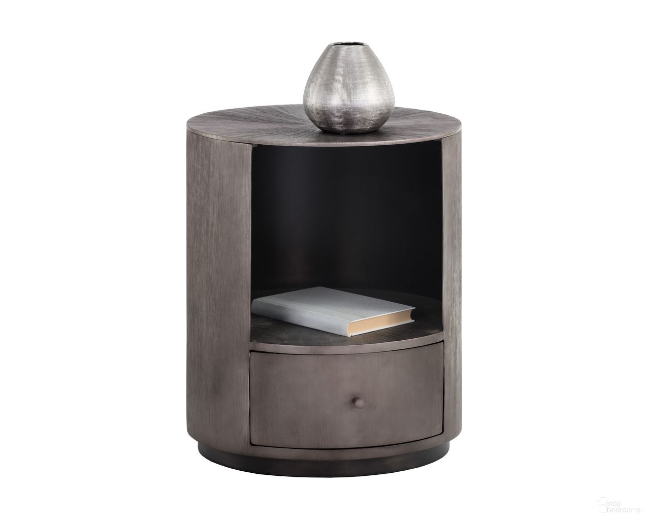 Siena Nightstand In Gunmetal and Grey