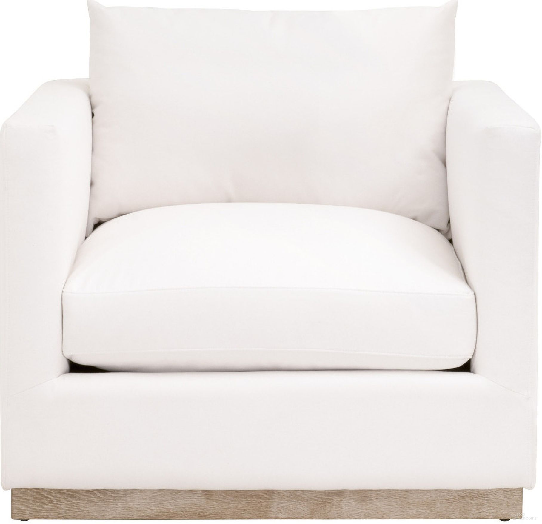 The appearance of Stitch and Hand Siena Plinth Base Sofa Chair In Ivory and Natural Gray Oak designed by Essentials For Living in the transitional interior design. This ivory/natural gray oak piece of furniture  was selected by 1StopBedrooms from Stitch & Hand Collection to add a touch of cosiness and style into your home. Sku: 6607-1.LMIVO/NG. Material: Polyester.
