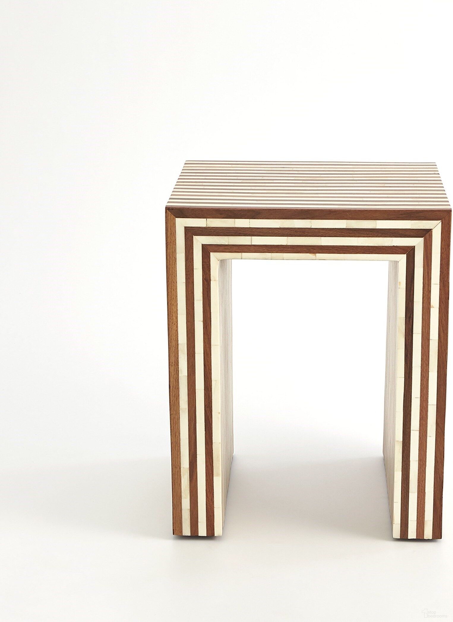 The appearance of Sienna Nesting Small End Table In Walnut And Bone designed by Global Views in the modern / contemporary interior design. This white piece of furniture was selected by 1StopBedrooms from Sienna Collection to add a touch of cosiness and style into your home. Sku: 791393. Material: Bone.