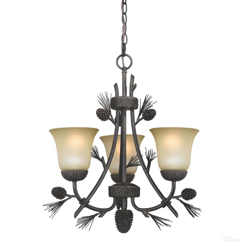 The appearance of Sierra 3L Mini Chandelier In Black Walnut designed by Vaxcel in the rustic / southwestern interior design. This black walnut piece of furniture  was selected by 1StopBedrooms from Sierra Collection to add a touch of cosiness and style into your home. Sku: H0172. Material: Steel.
