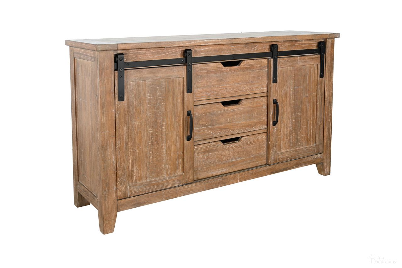 The appearance of Sierra Sliding Door Sideboard In Amber designed by Sunny Designs in the country / farmhouse interior design. This amber piece of furniture was selected by 1StopBedrooms from Sierra Collection to add a touch of cosiness and style into your home. Sku: 1917AM. Material: Solid Wood.