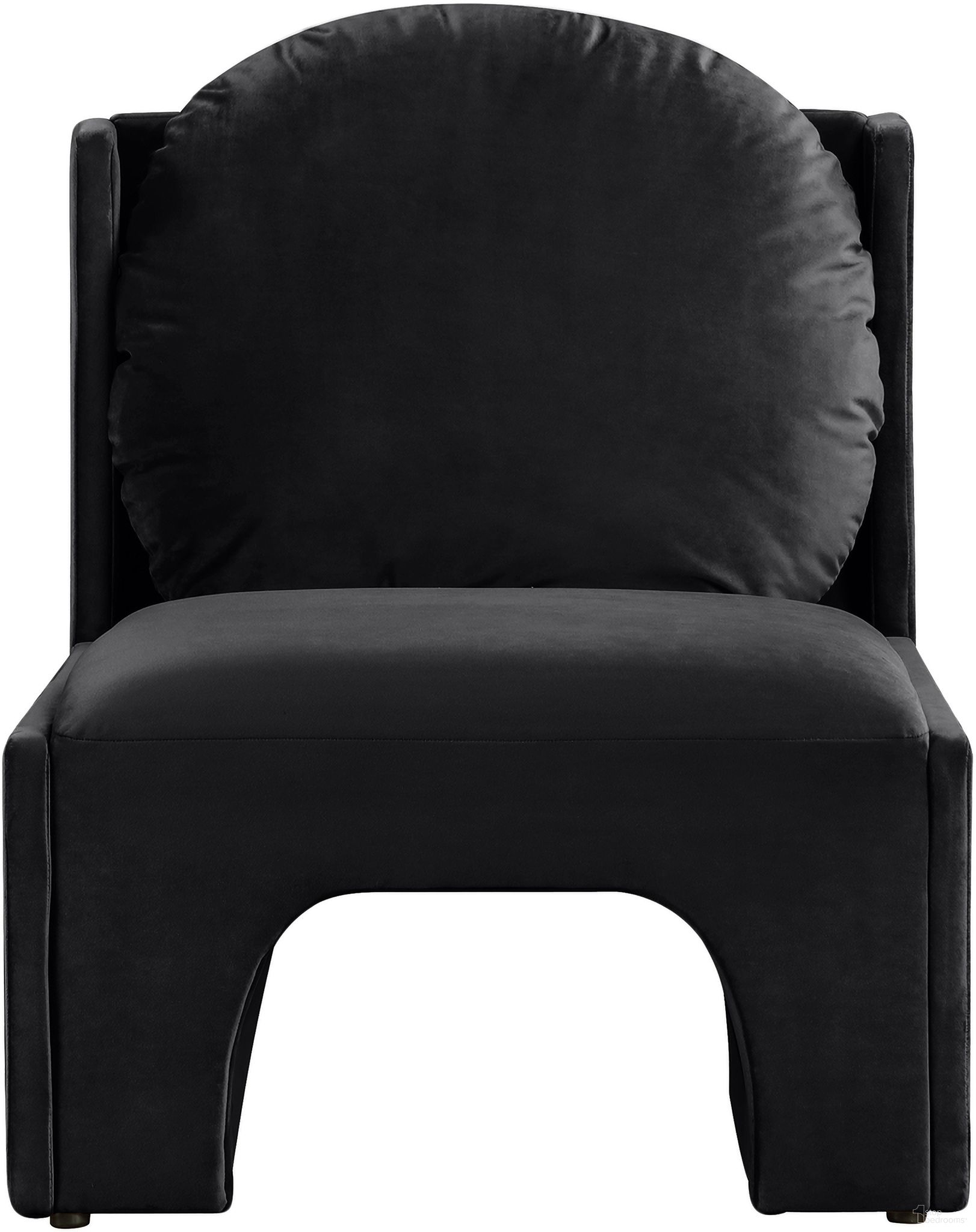 The appearance of Sigma Velvet Accent Chair In Black Velvet designed by Meridian in the modern / contemporary interior design. This black velvet piece of furniture  was selected by 1StopBedrooms from Sigma Collection to add a touch of cosiness and style into your home. Sku: 33031Black. Material: Velvet.