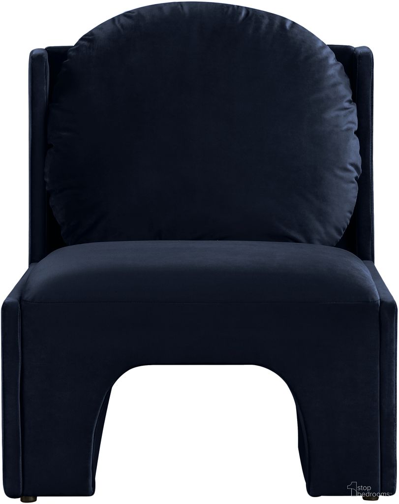Sigma Velvet Accent Chair In Navy Velvet
