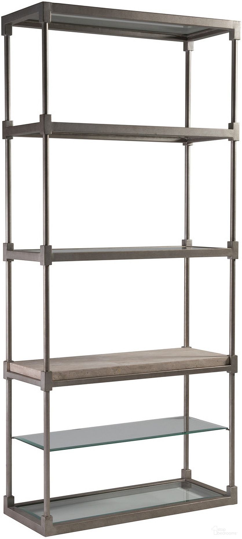 The appearance of Signature Designs Topa Etagere In Silver Leaf designed by Artistica Home in the transitional interior design. This silver leaf piece of furniture  was selected by 1StopBedrooms from Signature Designs Collection to add a touch of cosiness and style into your home. Sku: 2135-991. Material: Metal.