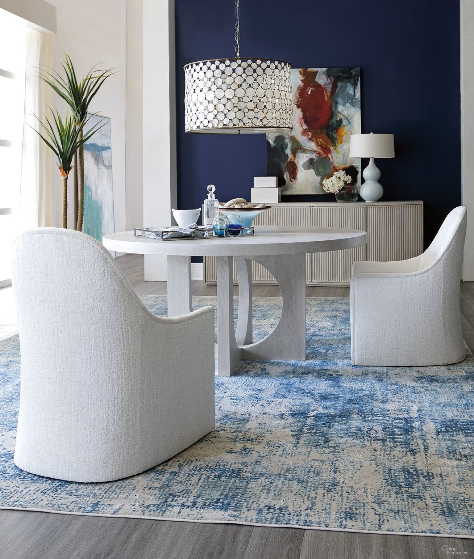 Signature Designs Apostrophe Round Dining Room Set In Mist Gray