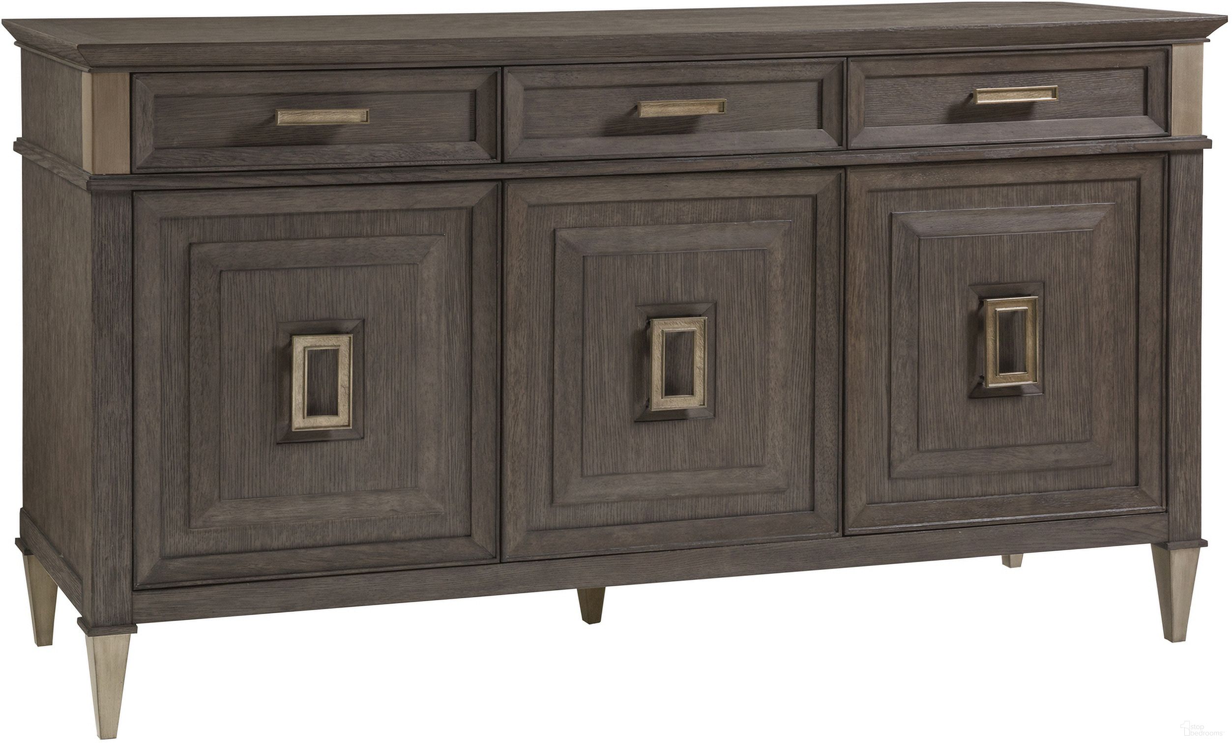 The appearance of Signature Designs Belvedere Buffet In Medium Brown designed by Artistica Home in the transitional interior design. This medium brown piece of furniture  was selected by 1StopBedrooms from Signature Designs Collection to add a touch of cosiness and style into your home. Sku: 2295-852. Material: Wood.