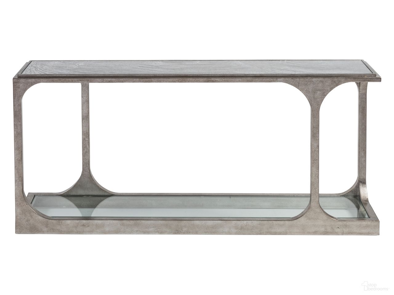 The appearance of Signature Designs Bond Street Sofa Table In Silver Leaf designed by Artistica Home in the transitional interior design. This silver leaf piece of furniture was selected by 1StopBedrooms from Signature Designs Collection to add a touch of cosiness and style into your home. Sku: 2362-967. Material: Iron.