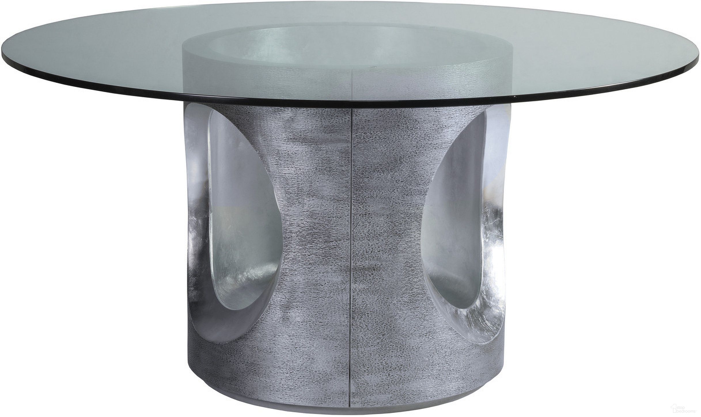 The appearance of Signature Designs Circa Round Dining Table In Silver Leaf designed by Artistica Home in the modern / contemporary interior design. This silver leaf piece of furniture  was selected by 1StopBedrooms from Signature Designs Collection to add a touch of cosiness and style into your home. Sku: 2275-870-60C. Table Base Style: Pedestal. Table Top Shape: Round. Material: Other. Size: 60".