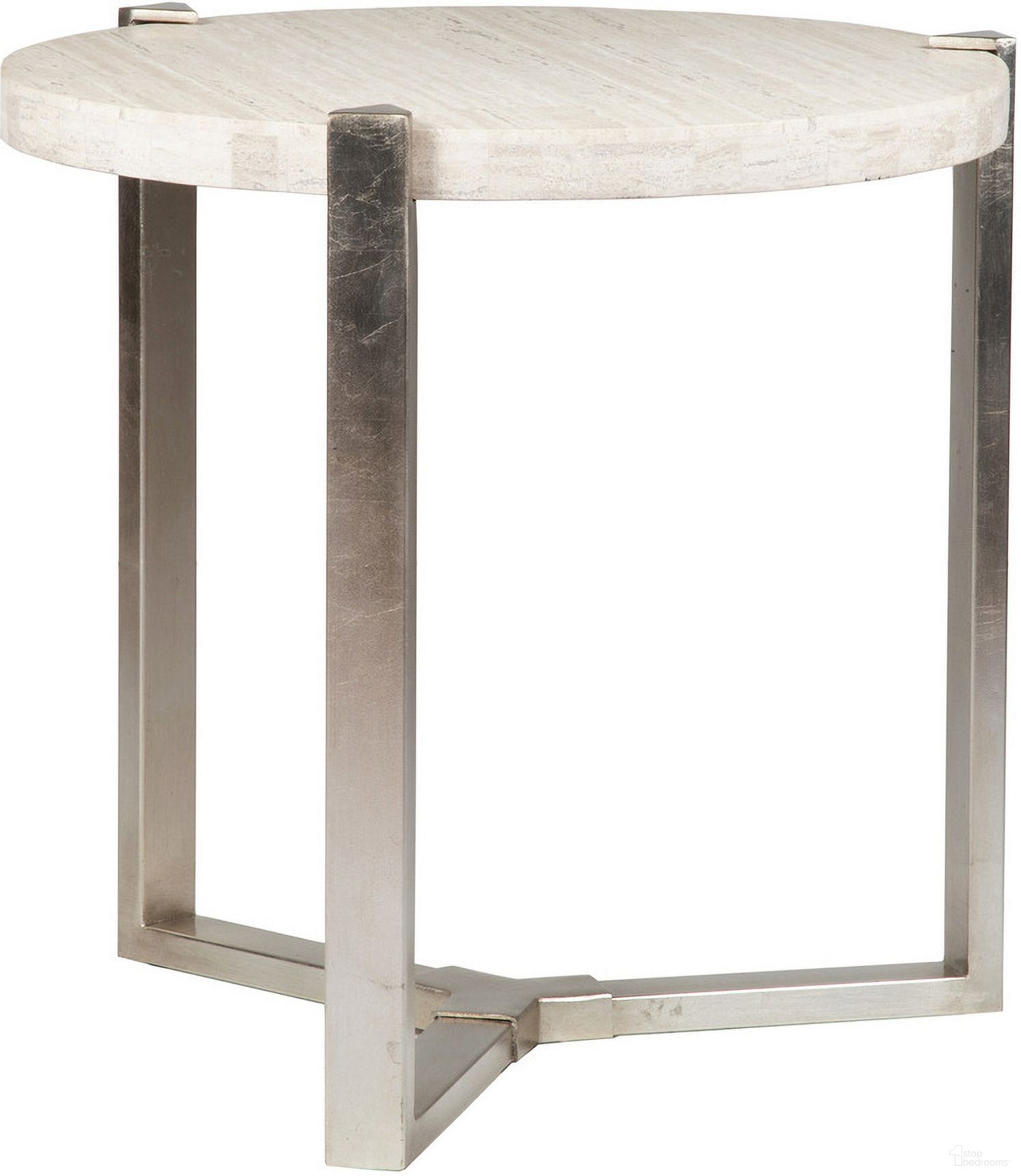 The appearance of Signature Designs Denizen Round Lamp Table In Silver Leaf designed by Artistica Home in the modern / contemporary interior design. This silver leaf piece of furniture  was selected by 1StopBedrooms from Signature Designs Collection to add a touch of cosiness and style into your home. Sku: 2303-953. Material: Stone.