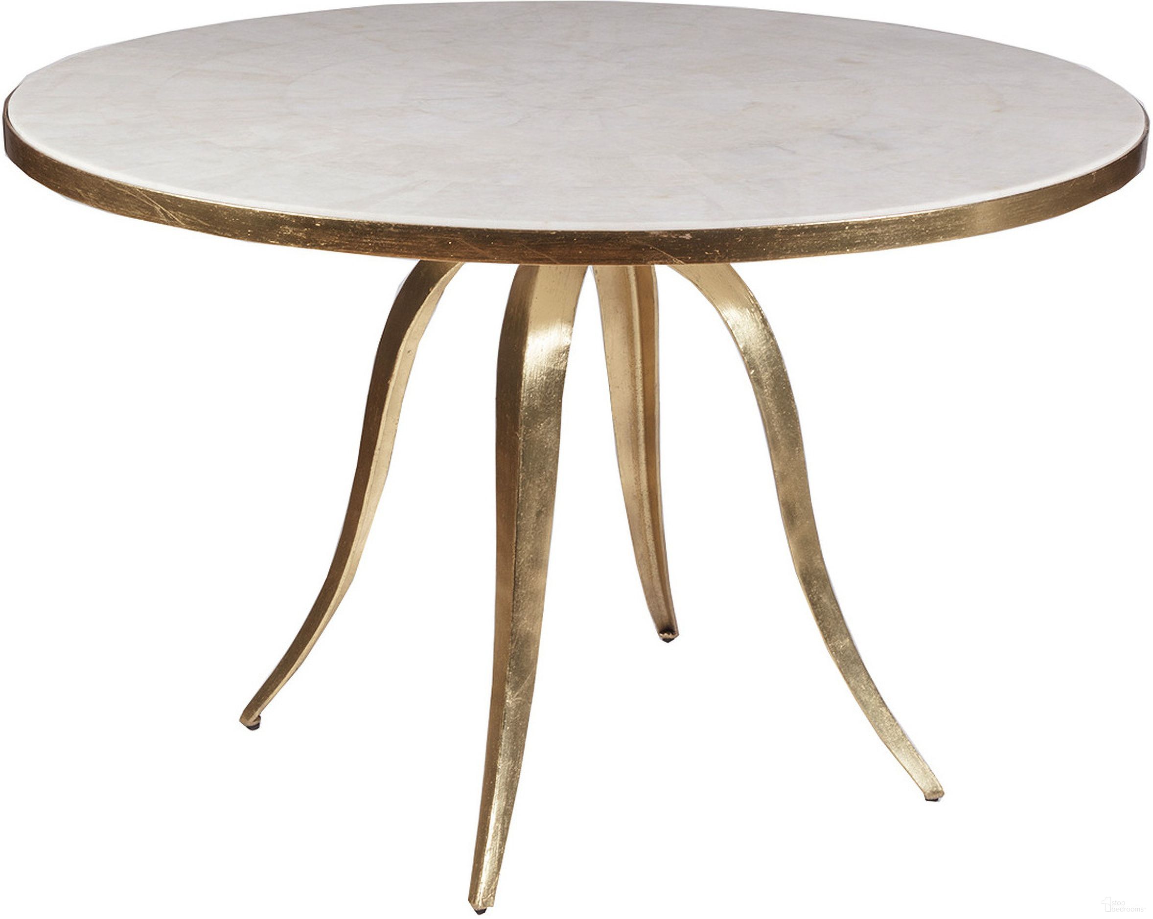 The appearance of Signature Designs Crystal Stone Round Dining Table In Gold designed by Artistica Home in the modern / contemporary interior design. This gold piece of furniture was selected by 1StopBedrooms from Signature Designs Collection to add a touch of cosiness and style into your home. Sku: 2023-870C. Table Base Style: Legs. Table Top Shape: Round. Material: Metal. Size: 48".