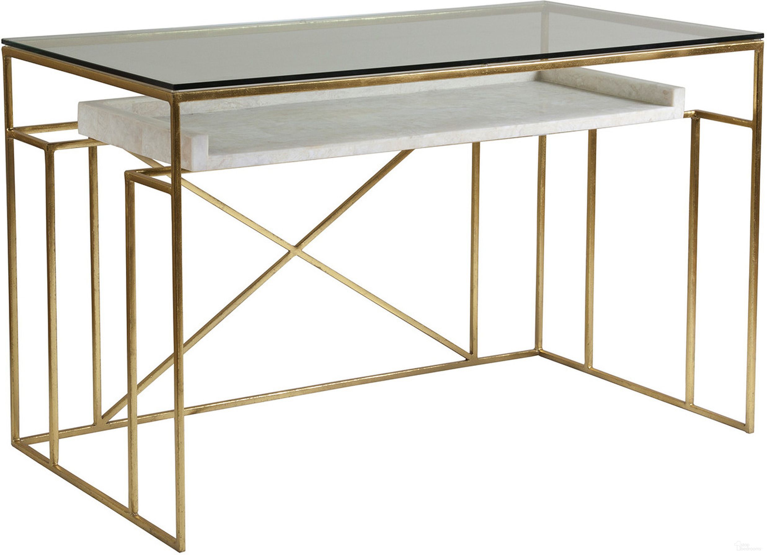 The appearance of Signature Designs Cumulus Writing Table In Gold designed by Artistica Home in the modern / contemporary interior design. This gold piece of furniture  was selected by 1StopBedrooms from Signature Designs Collection to add a touch of cosiness and style into your home. Sku: 2024-933C. Material: Metal.