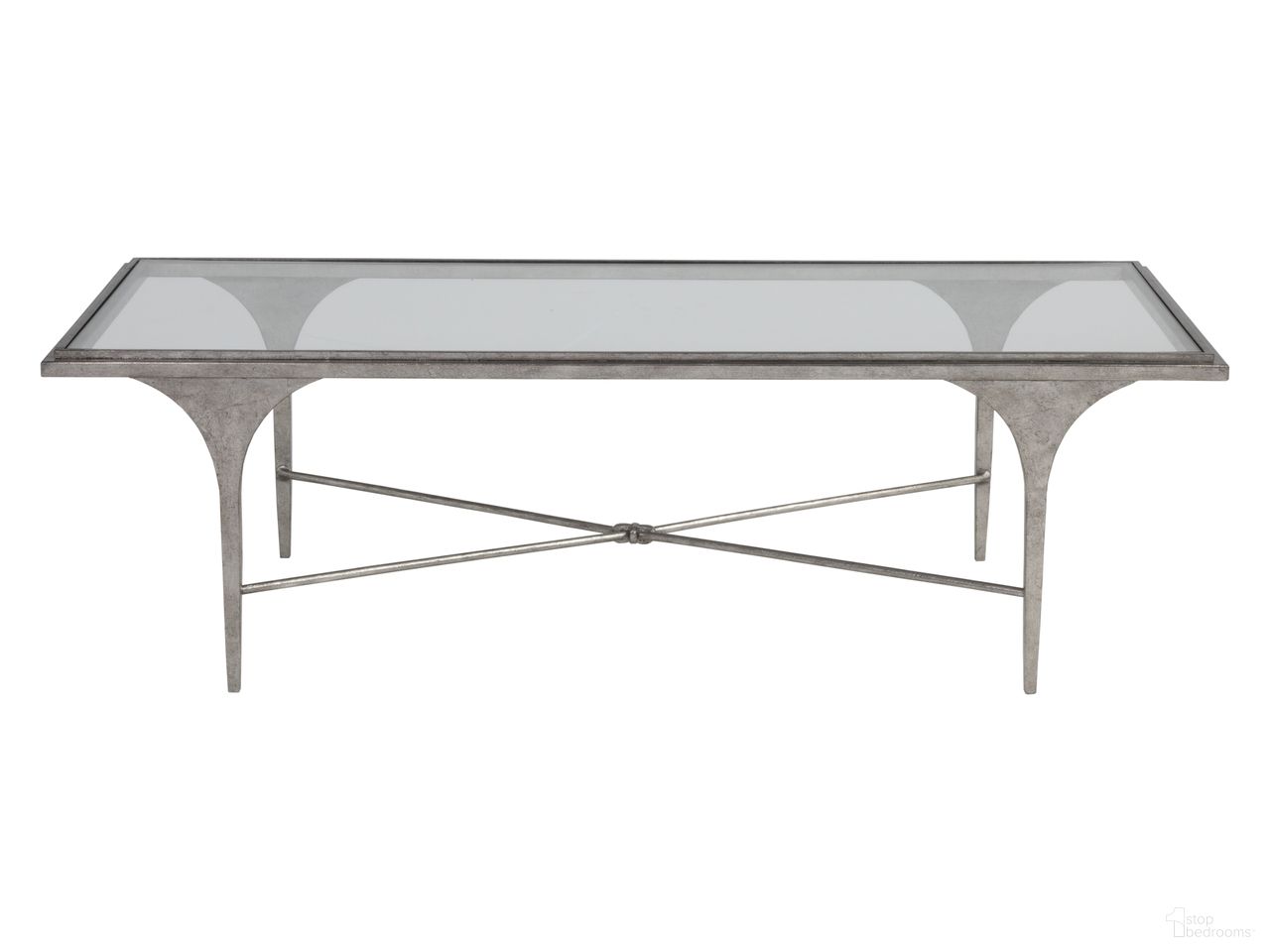 The appearance of Signature Designs Porto Rectangular Cocktail Table In Silver Leaf designed by Artistica Home in the transitional interior design. This silver leaf piece of furniture was selected by 1StopBedrooms from Signature Designs Collection to add a touch of cosiness and style into your home. Sku: 2360-945. Material: Iron.